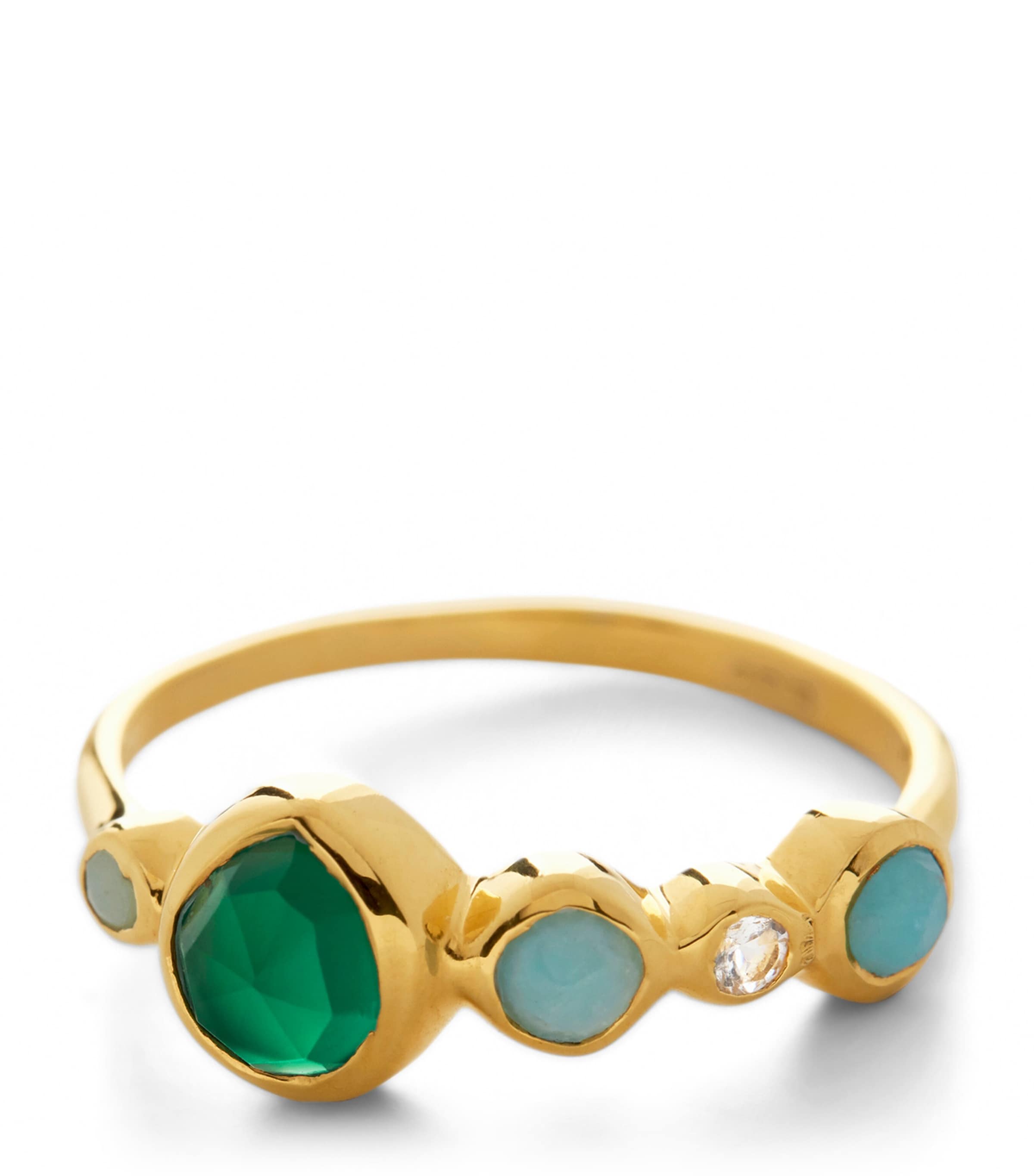 Monica Vinader Gold Vermeil and Gemstone MV Siren Bezel Ring