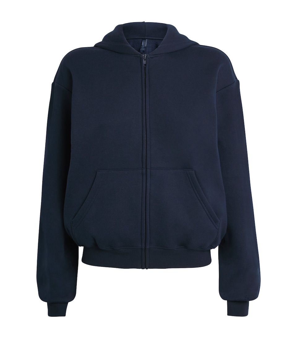Skims Womens Cotton-Blend Fleece Classic Hoodie Navy