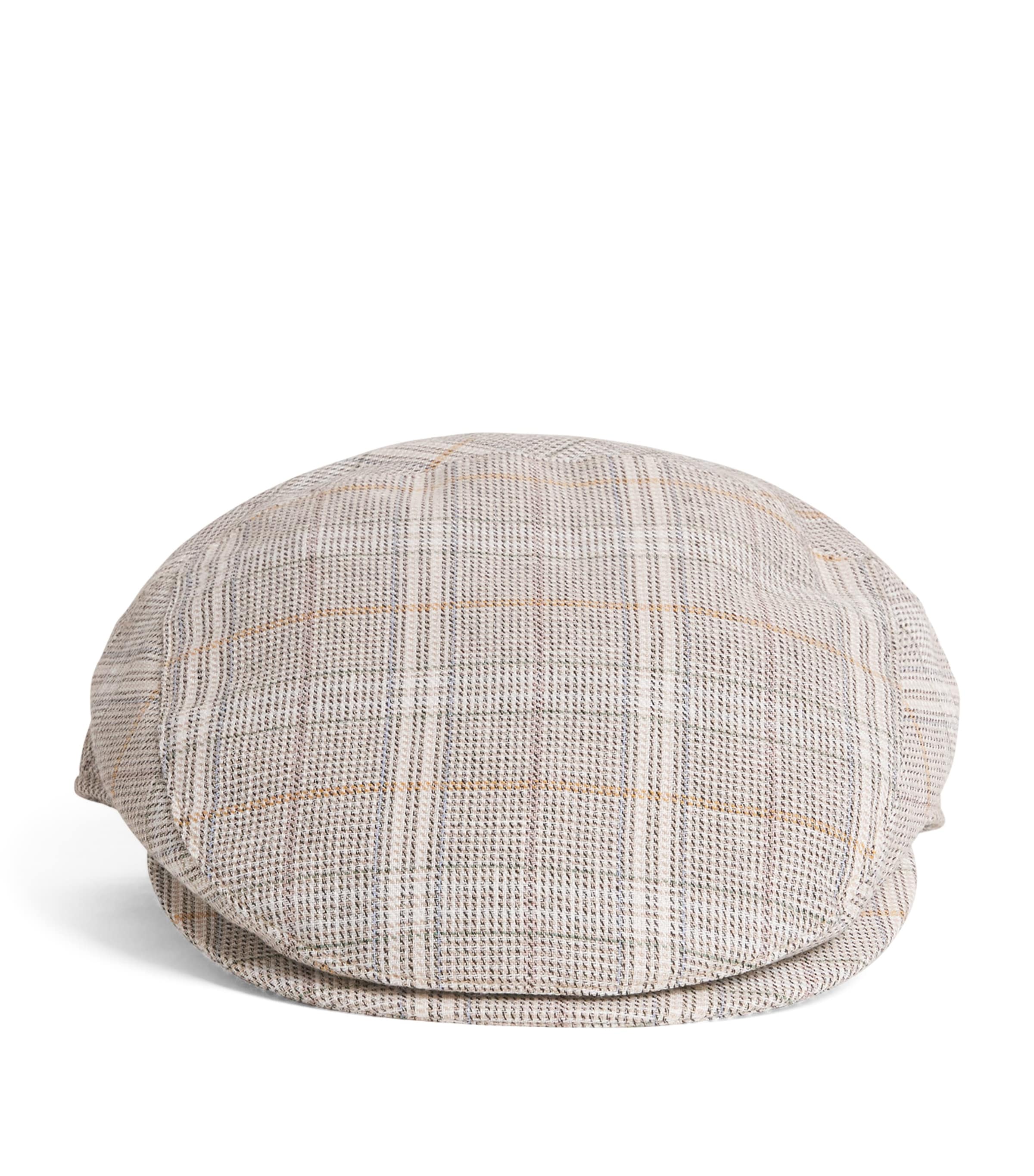 Virgin Wool Check Vincenzo Flat Cap
