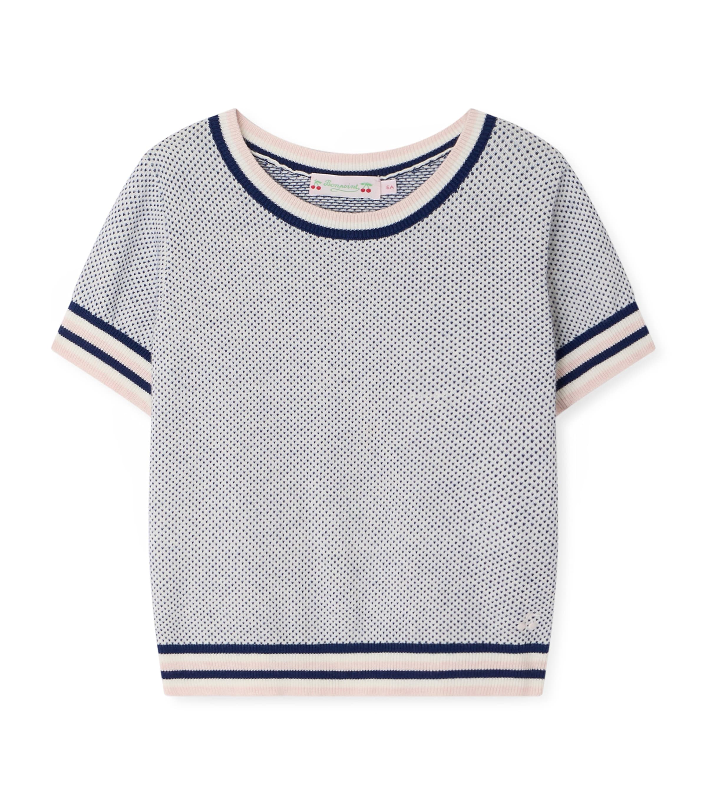 Bonpoint Cotton-Cashmere Knitted T-Shirt (10-14 Years) Indigo