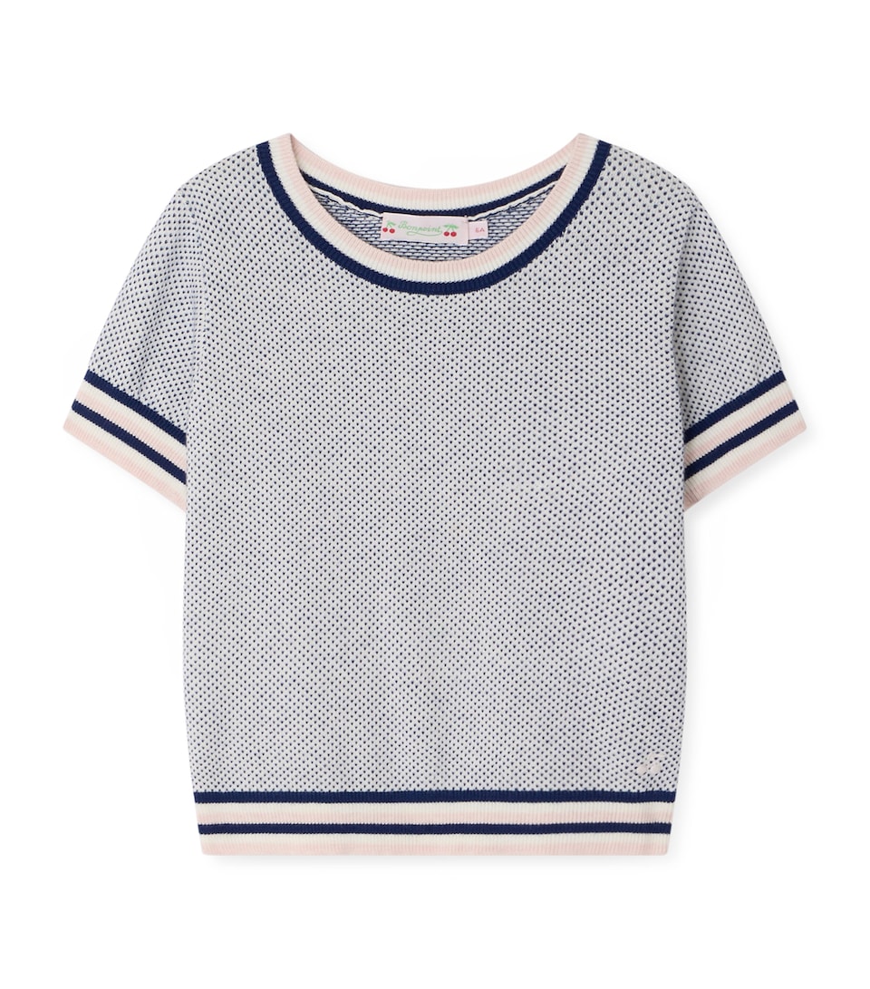 Bonpoint Cotton-Cashmere Knitted T-Shirt (10-14 Years) Indigo