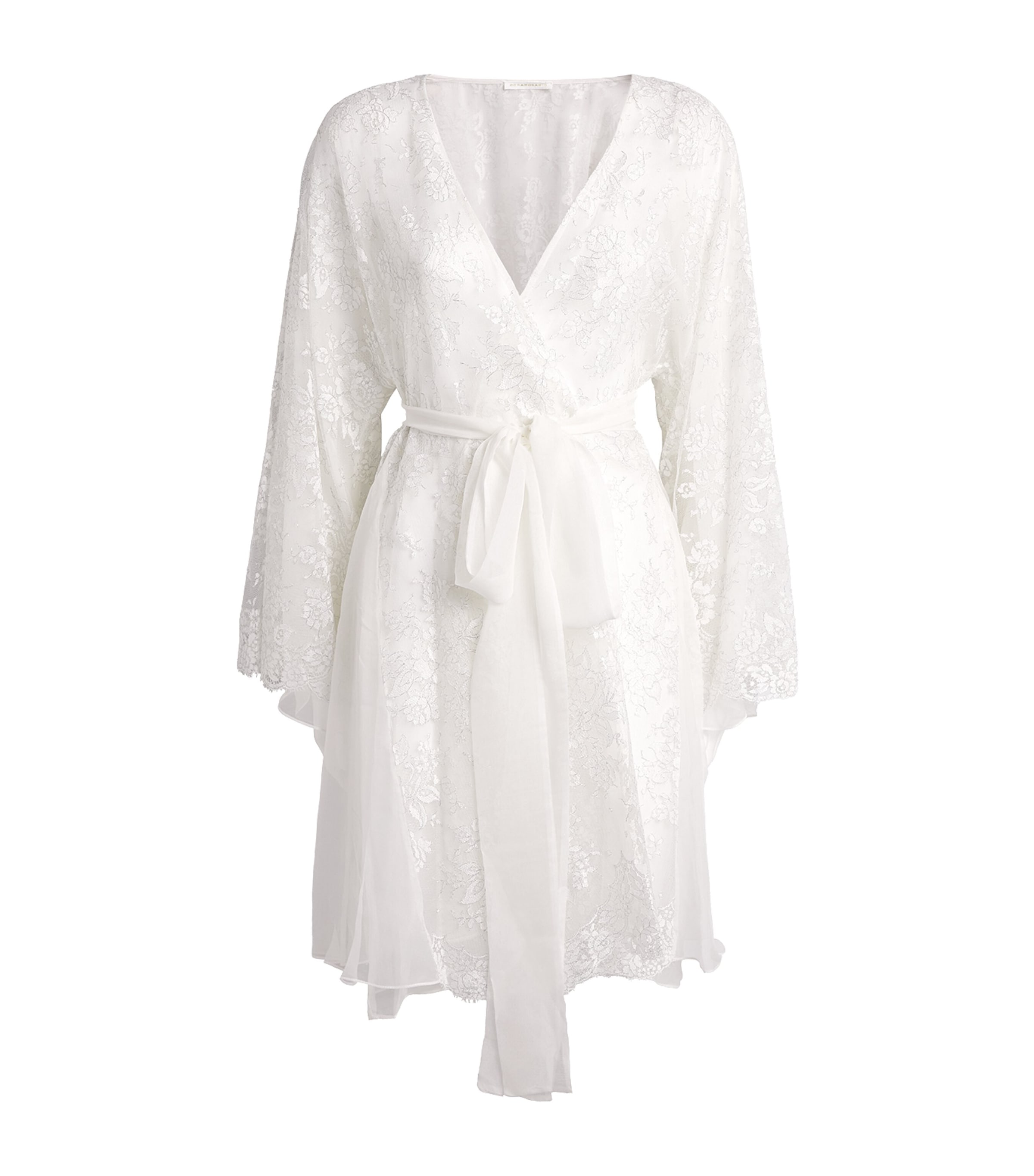 Rosamosario Womens Silk Lace Robe White