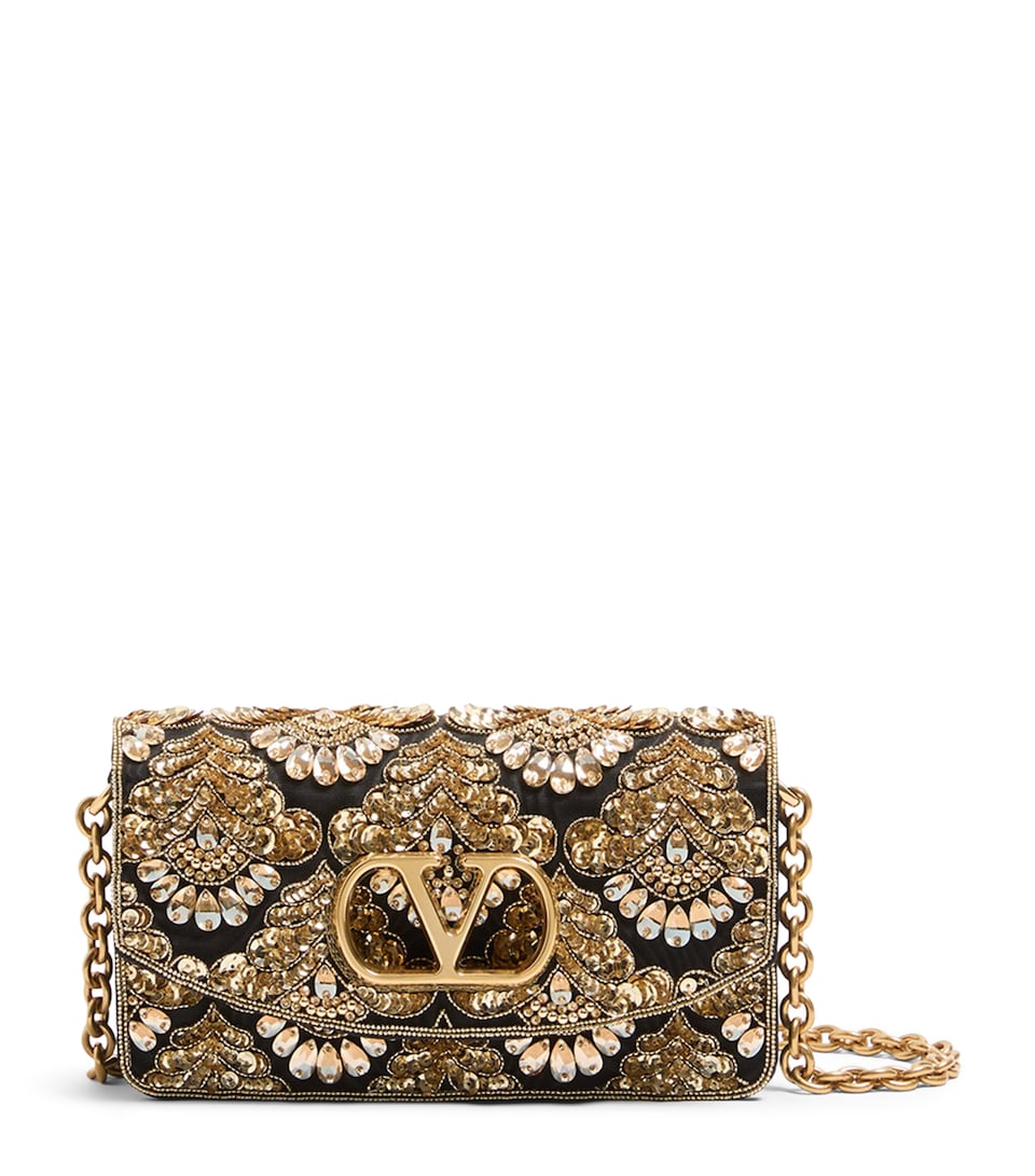 Valentino Garavani Small Embellished Vain Clutch Bag