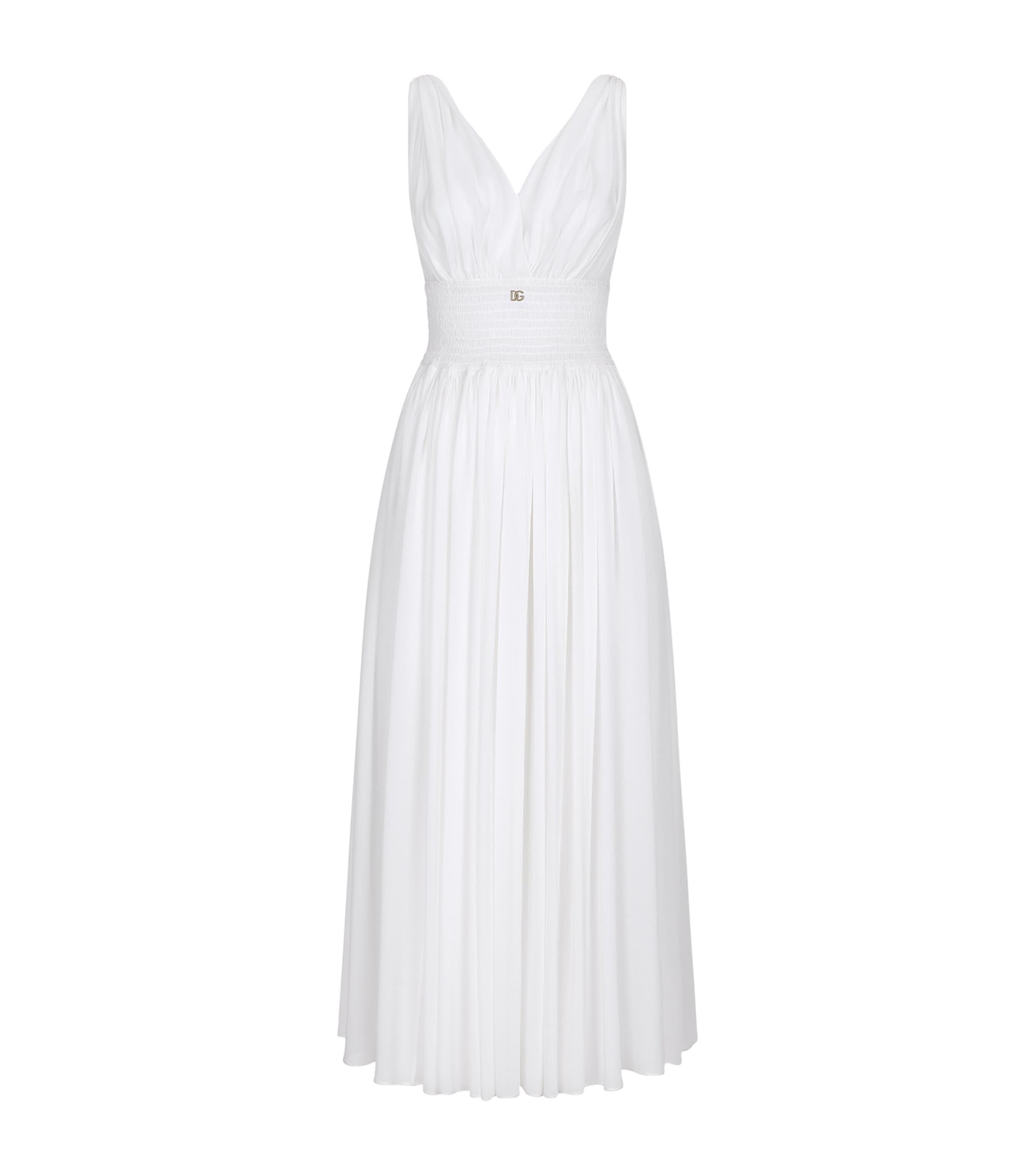 Dolce&Gabbana Womens Silk DG Millennials Midi Dress Optical White