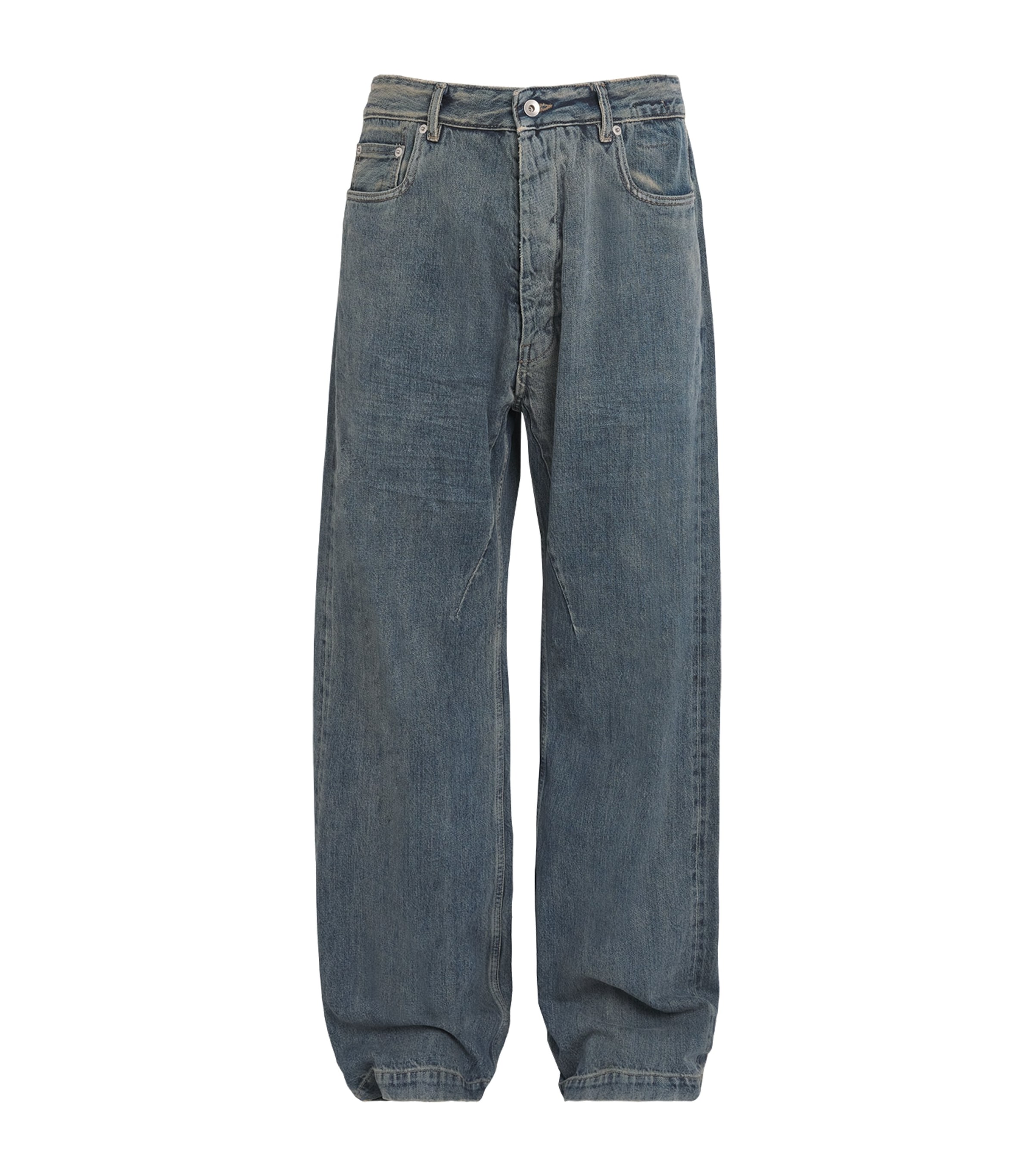 Rick Owens Mens Geth Wide-Leg Jeans Mineral Indigo