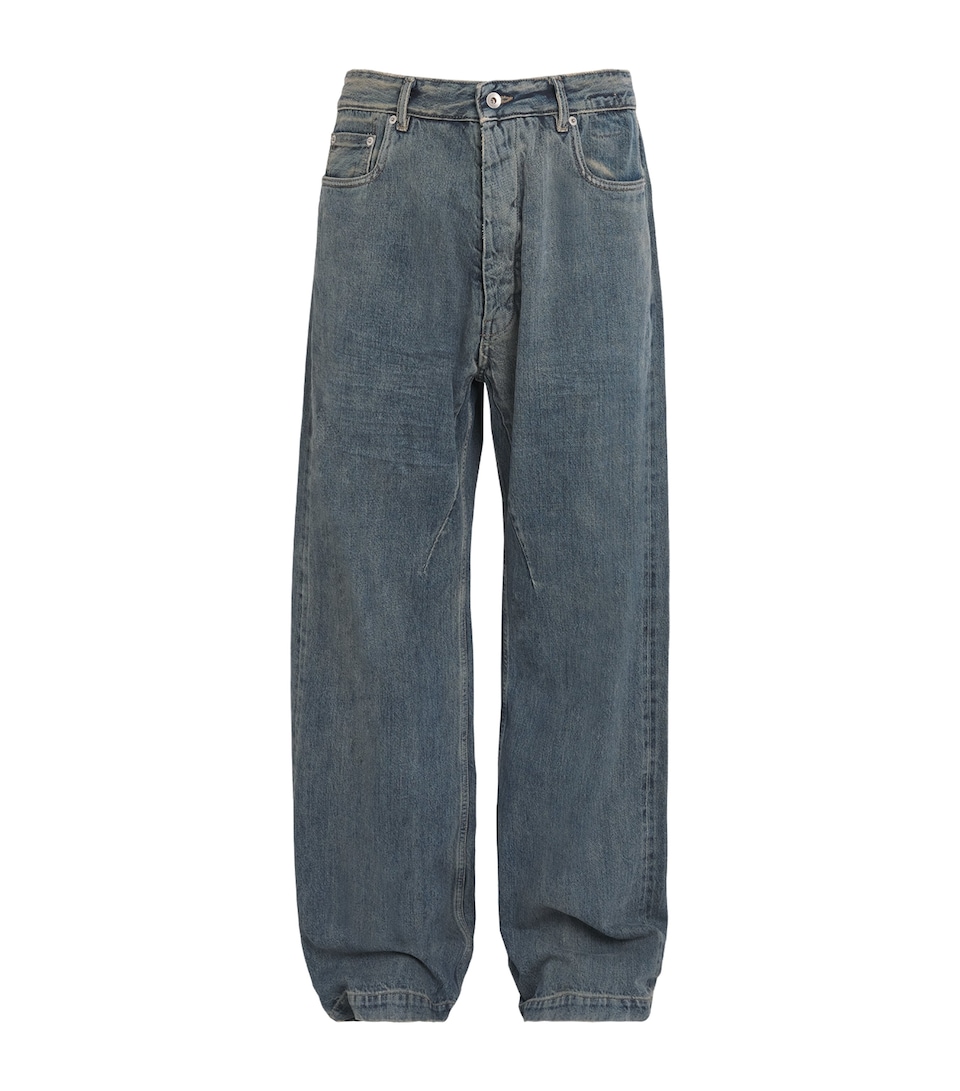 Rick Owens Mens Geth Wide-Leg Jeans Mineral Indigo
