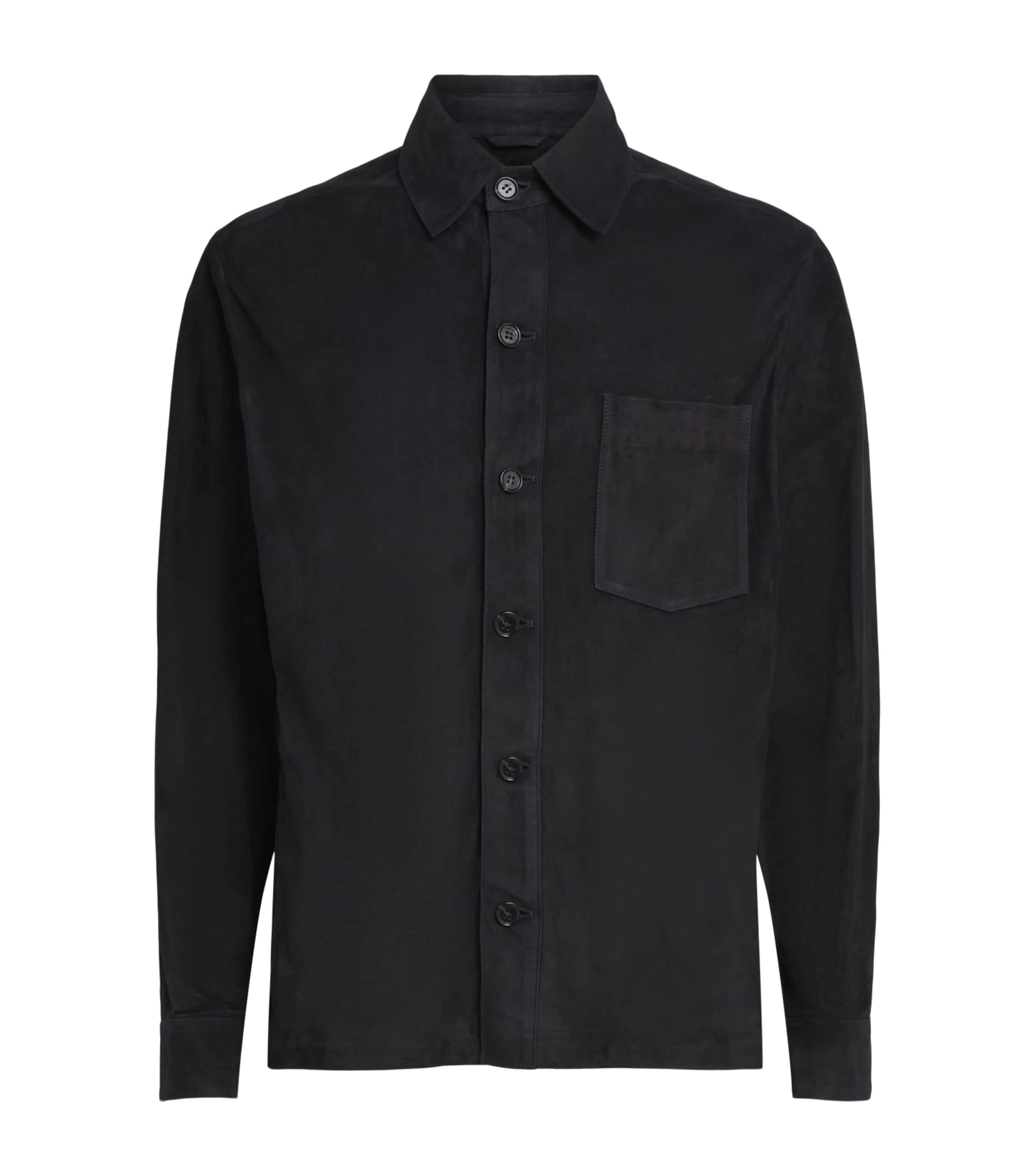 Arma Mens Lamb Suede Dino Shirt Dark Navy