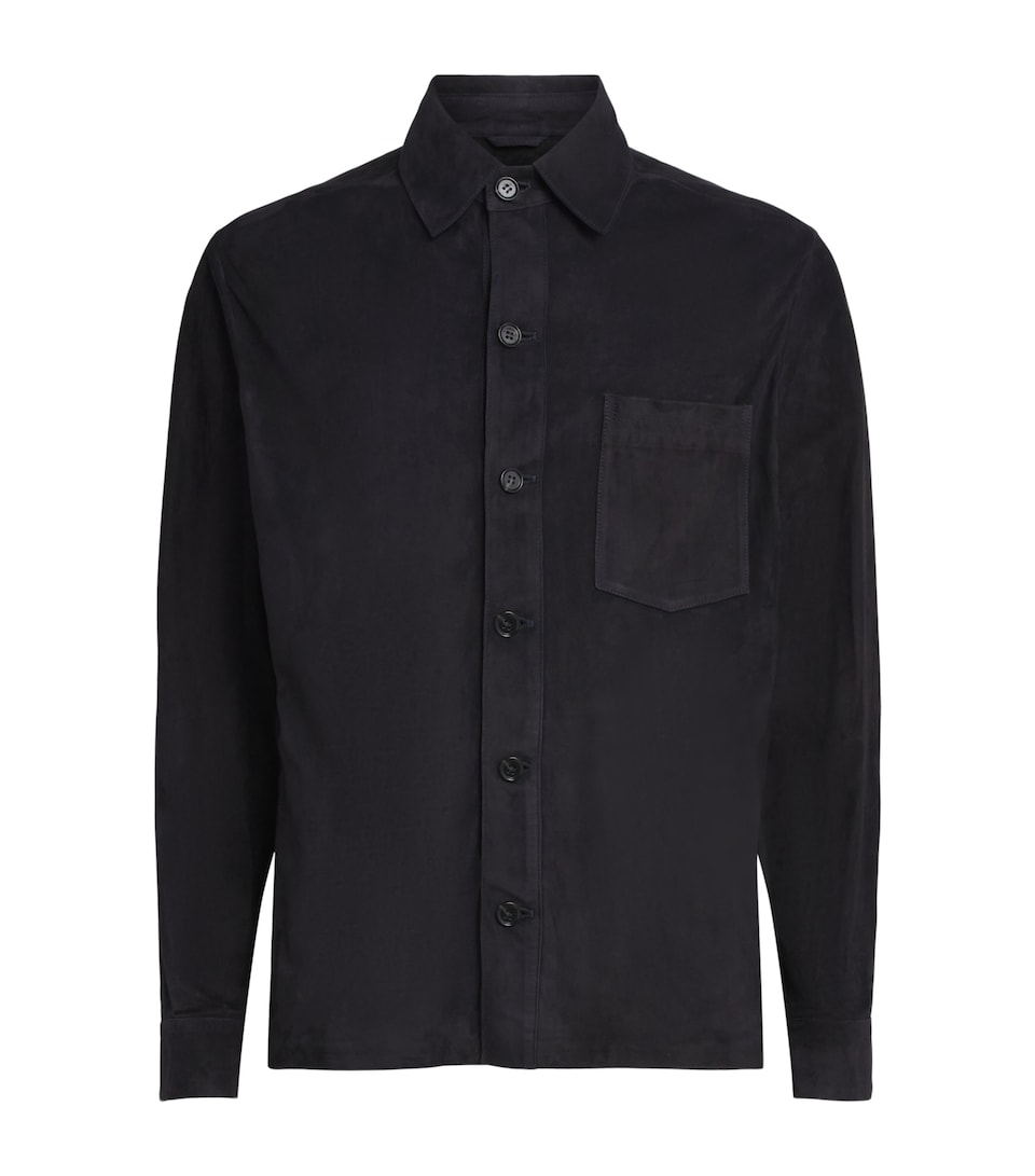 Arma Mens Lamb Suede Dino Shirt Dark Navy
