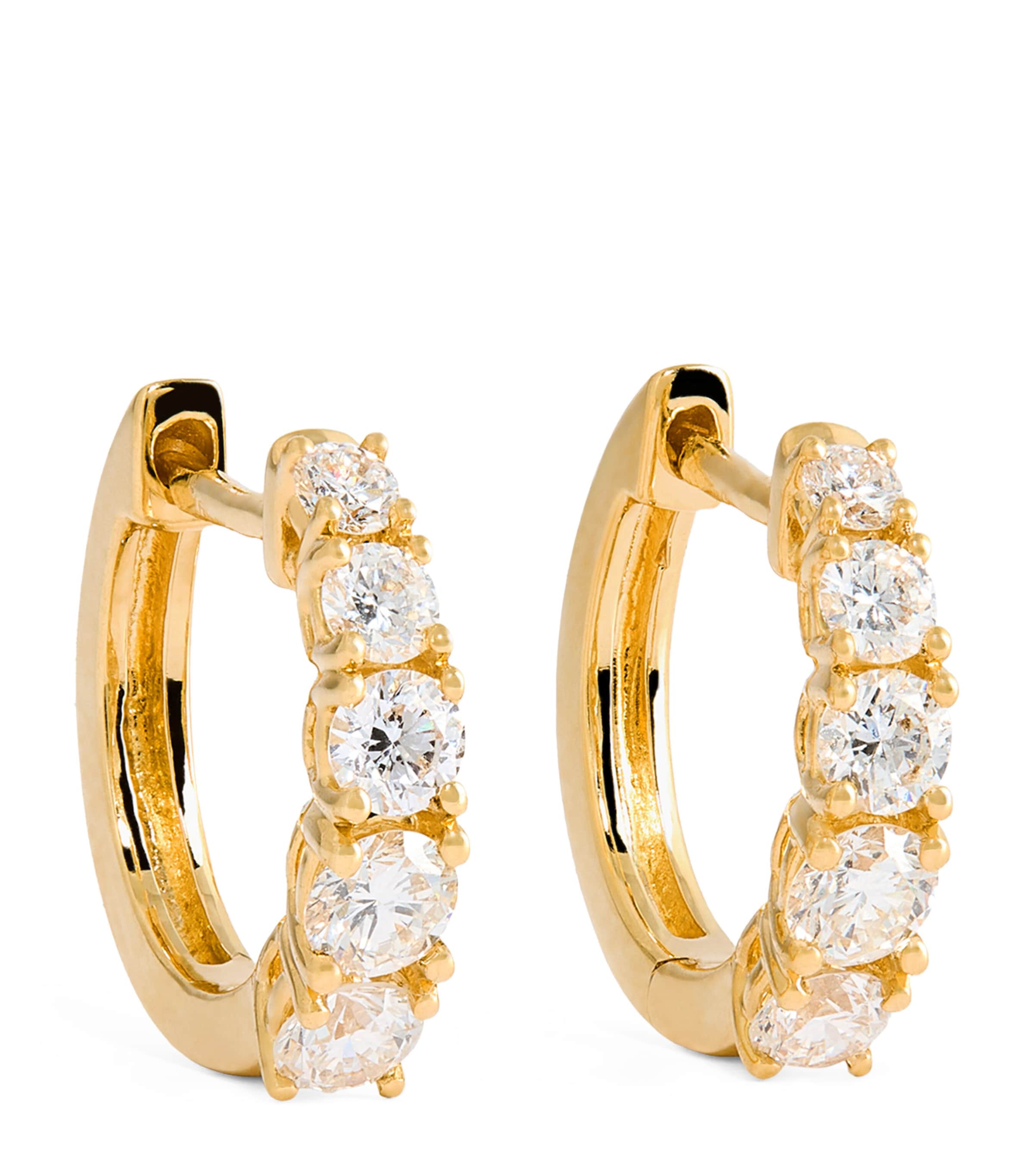 Yellow Gold and Diamond Huggie Earrings