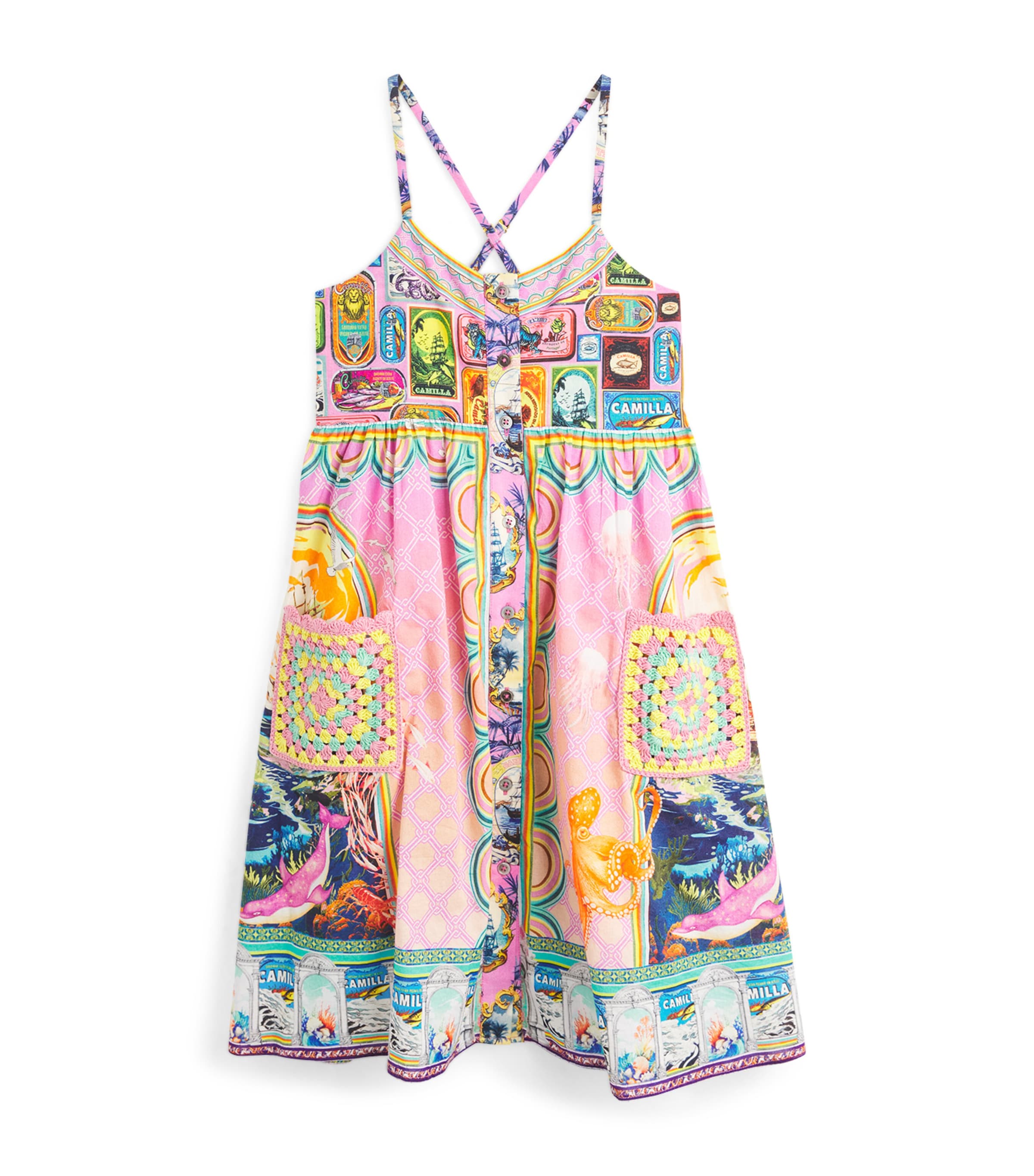 Camilla Kids Crochet-Pocket Salty Splendour Dress (4-10 Years) Saltspld