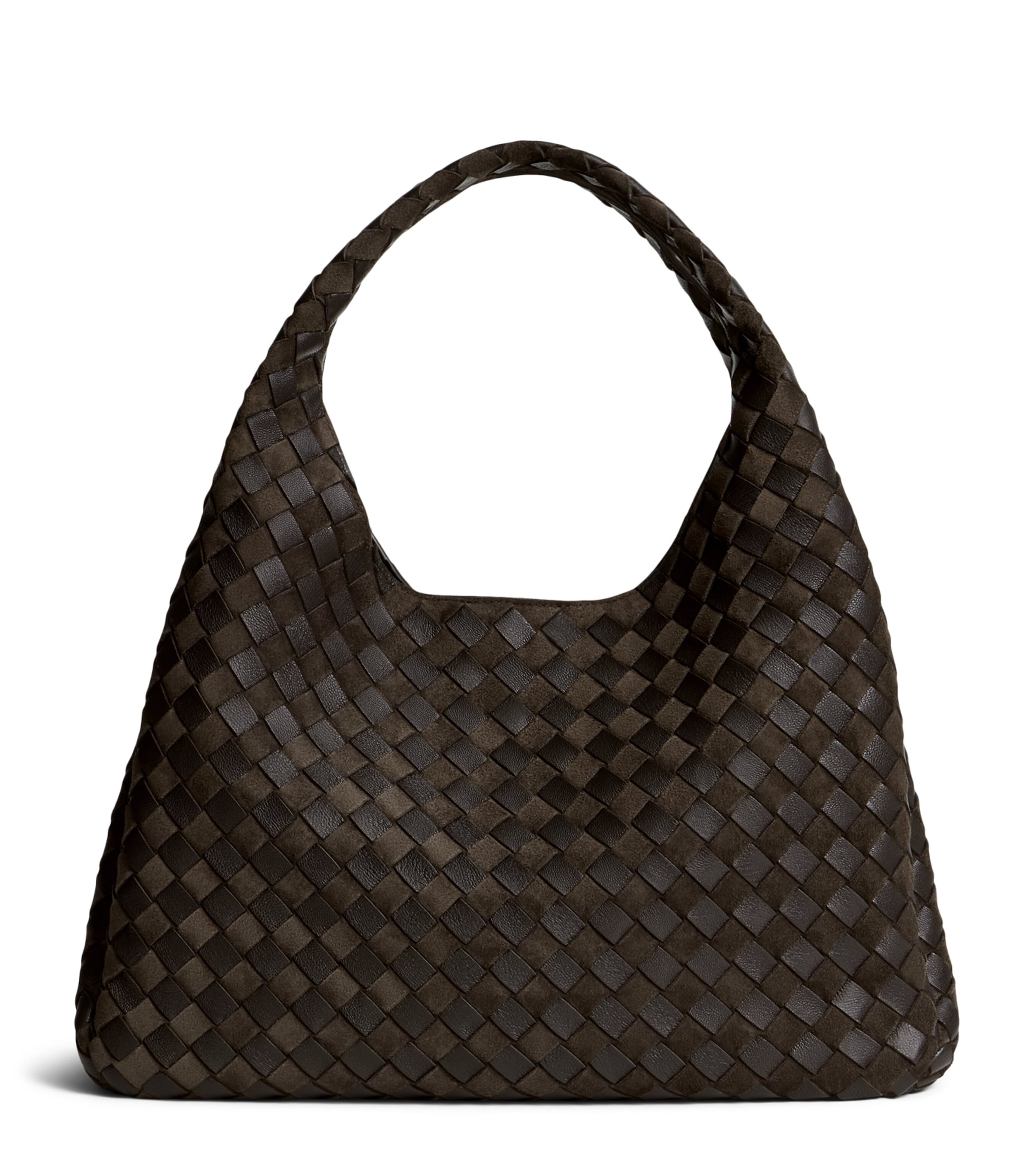 Bottega Veneta Large Leather-Suede Check Campana Shoulder Bag
