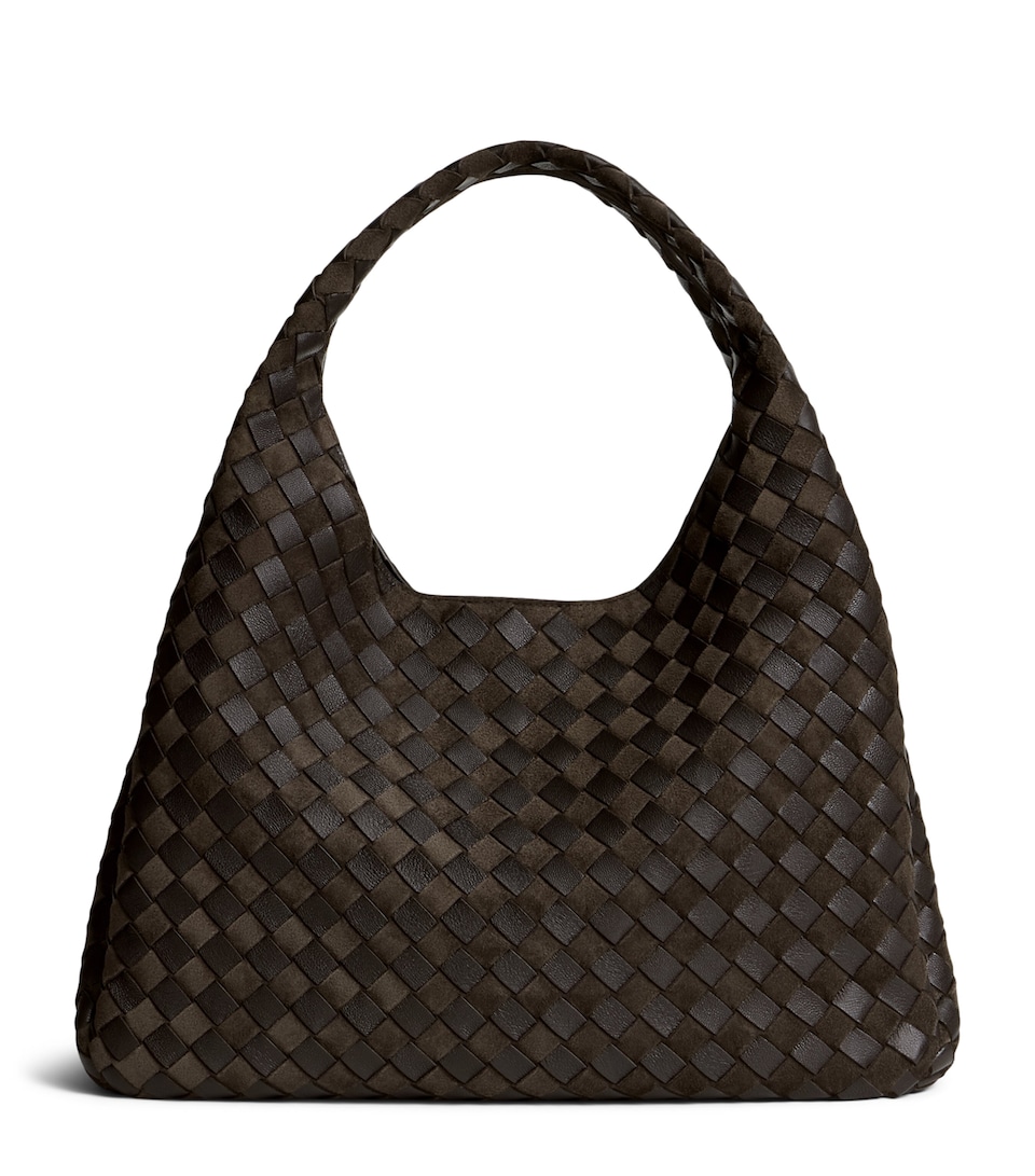Bottega Veneta Large Leather-Suede Check Campana Shoulder Bag