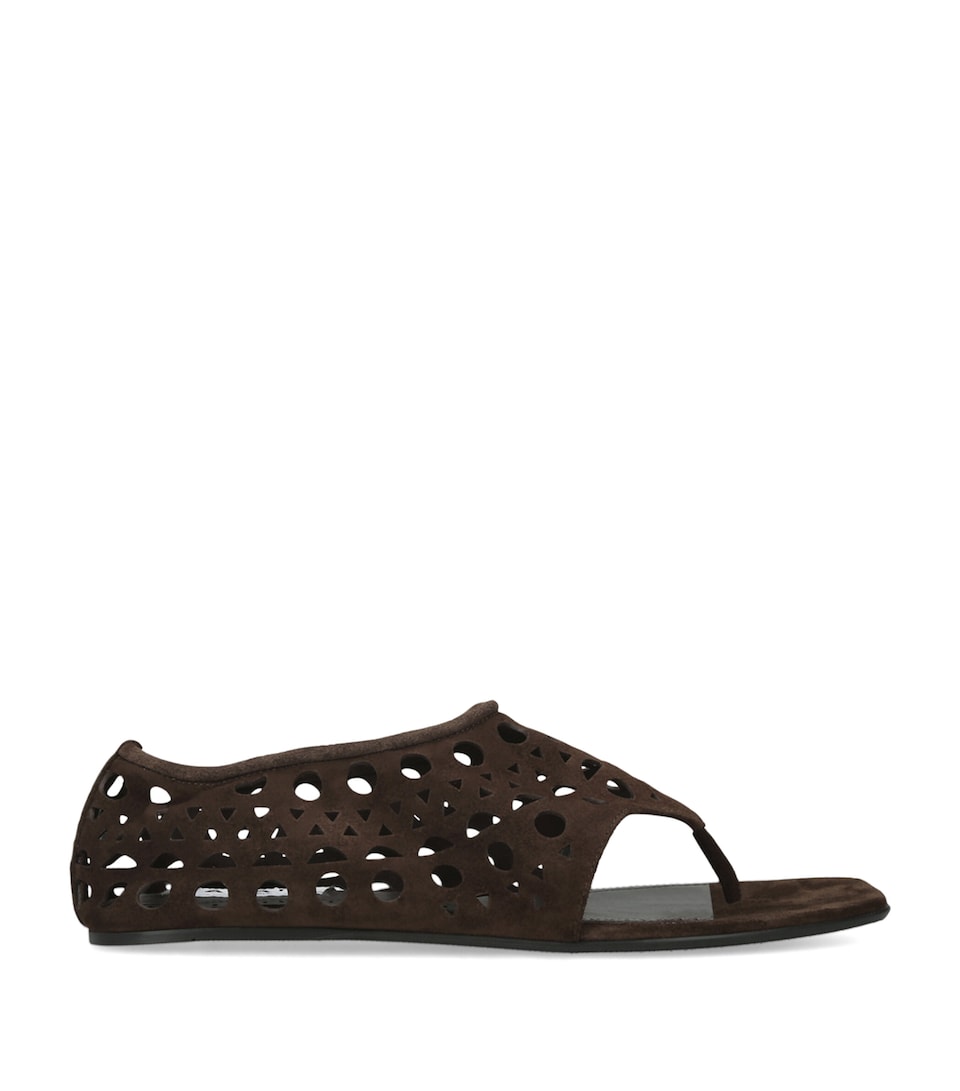 Alaïa Suede Neo Vienne Sandals Dark Brown