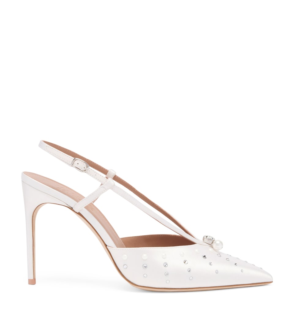 Satin Moore Slingback Heels 90