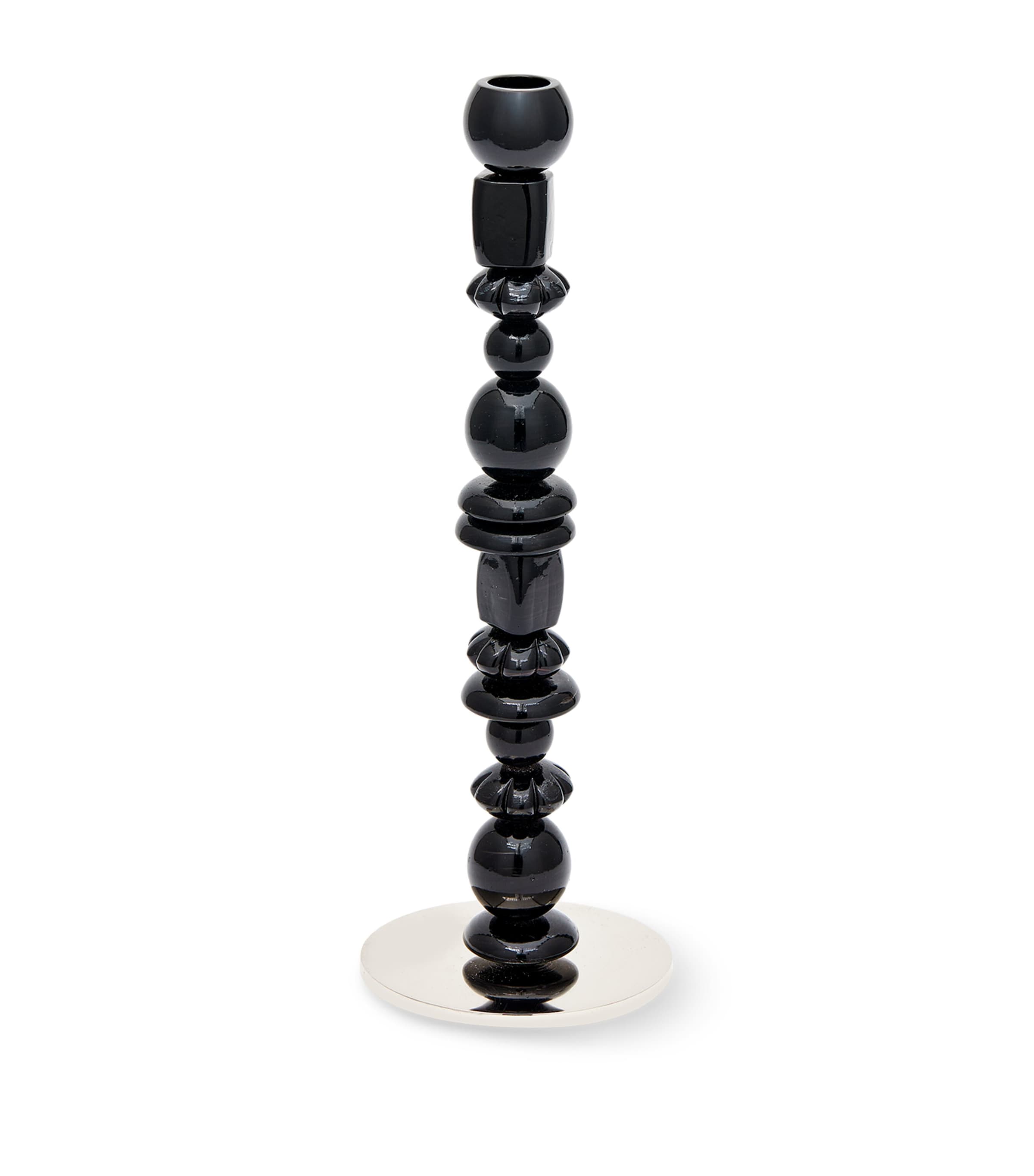 POLSPOTTEN Small Beads Candle Holder (34cm) Black