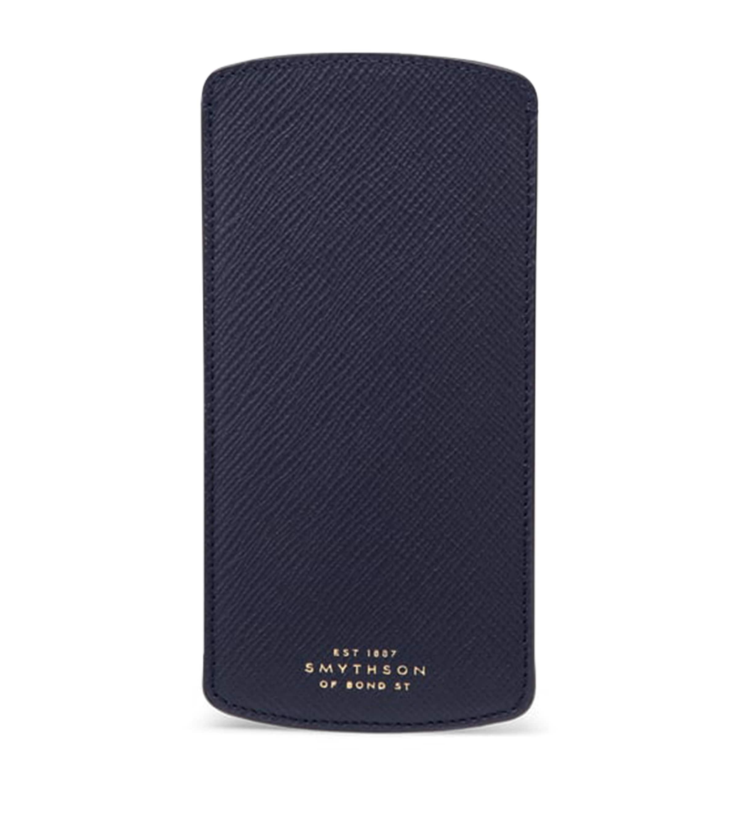 Smythson Panama Leather Glasses Case Navy