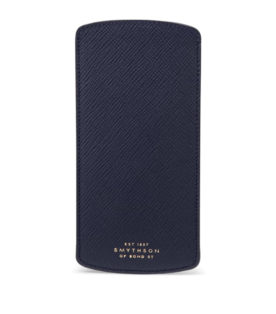 Smythson Panama Leather Glasses Case Navy