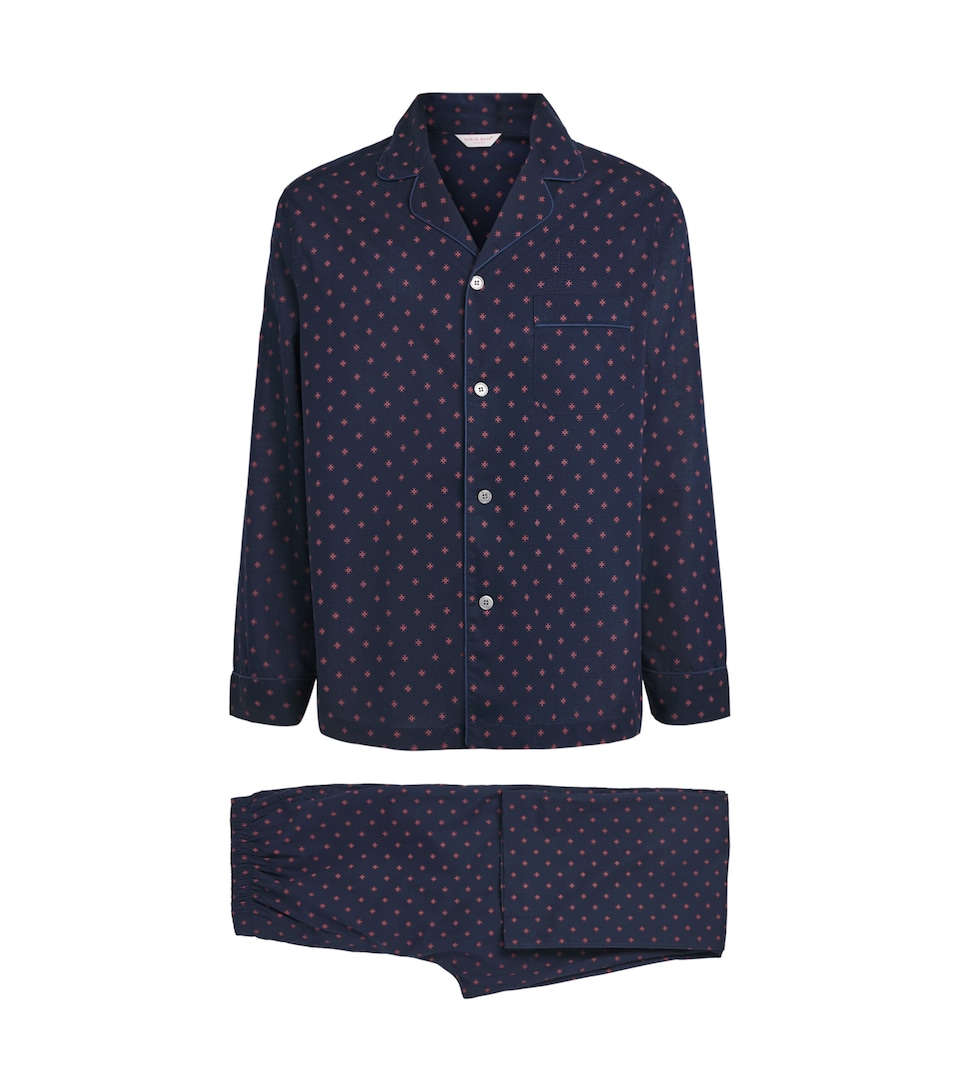 Derek Rose Mens Nelson Classic Pyjama Set Nav
