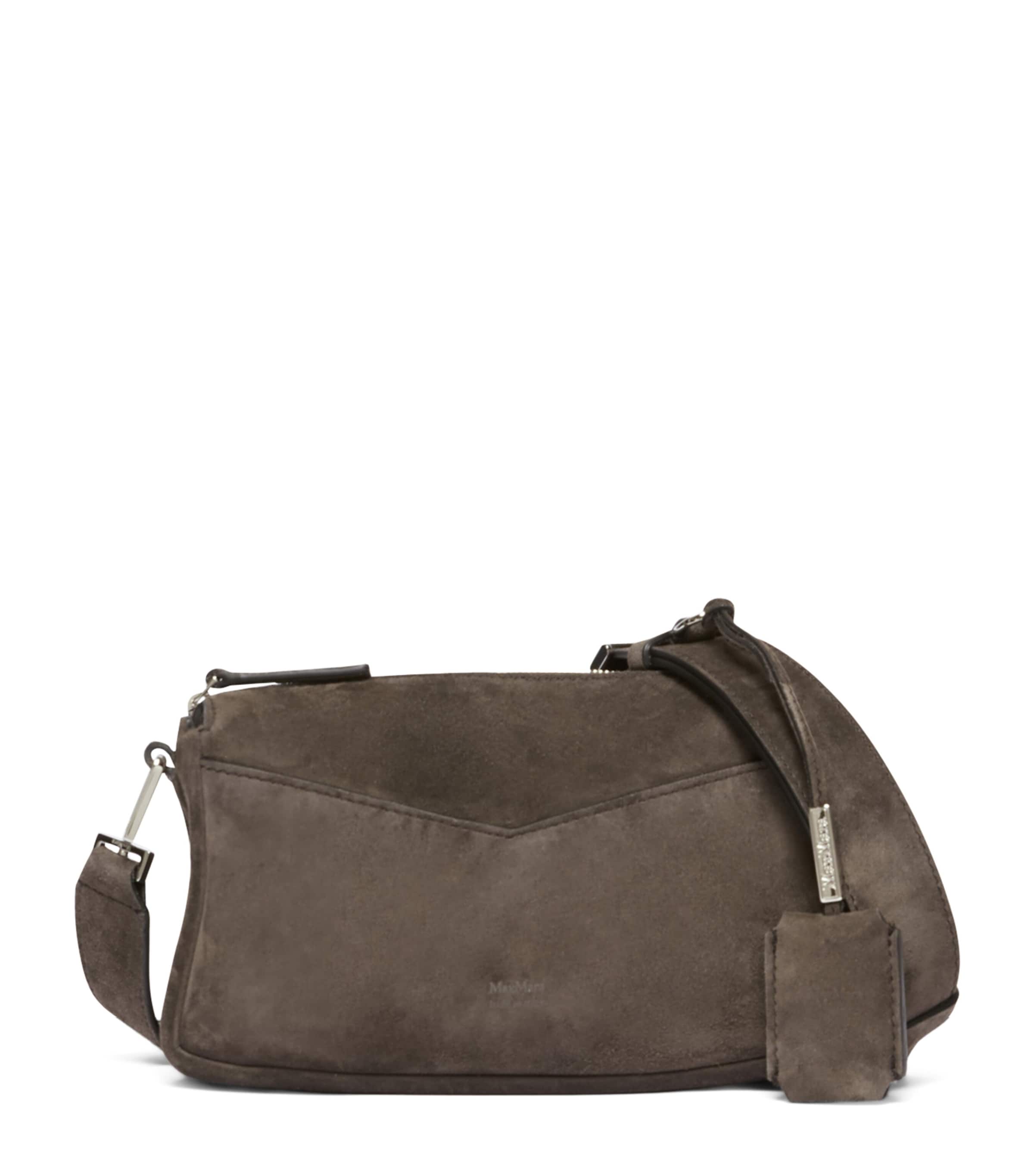 Max Mara Suede Cross-Body Bag Dark Brown