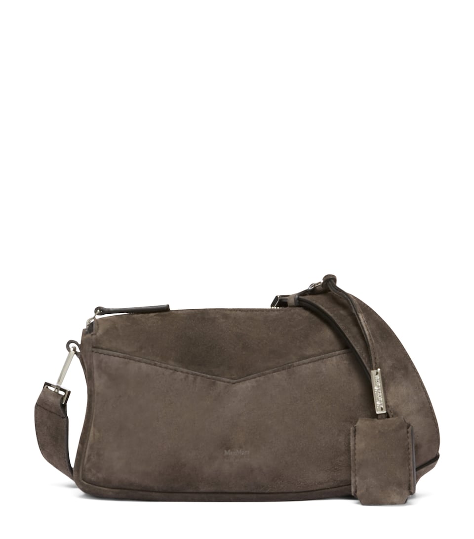 Max Mara Suede Cross-Body Bag Dark Brown