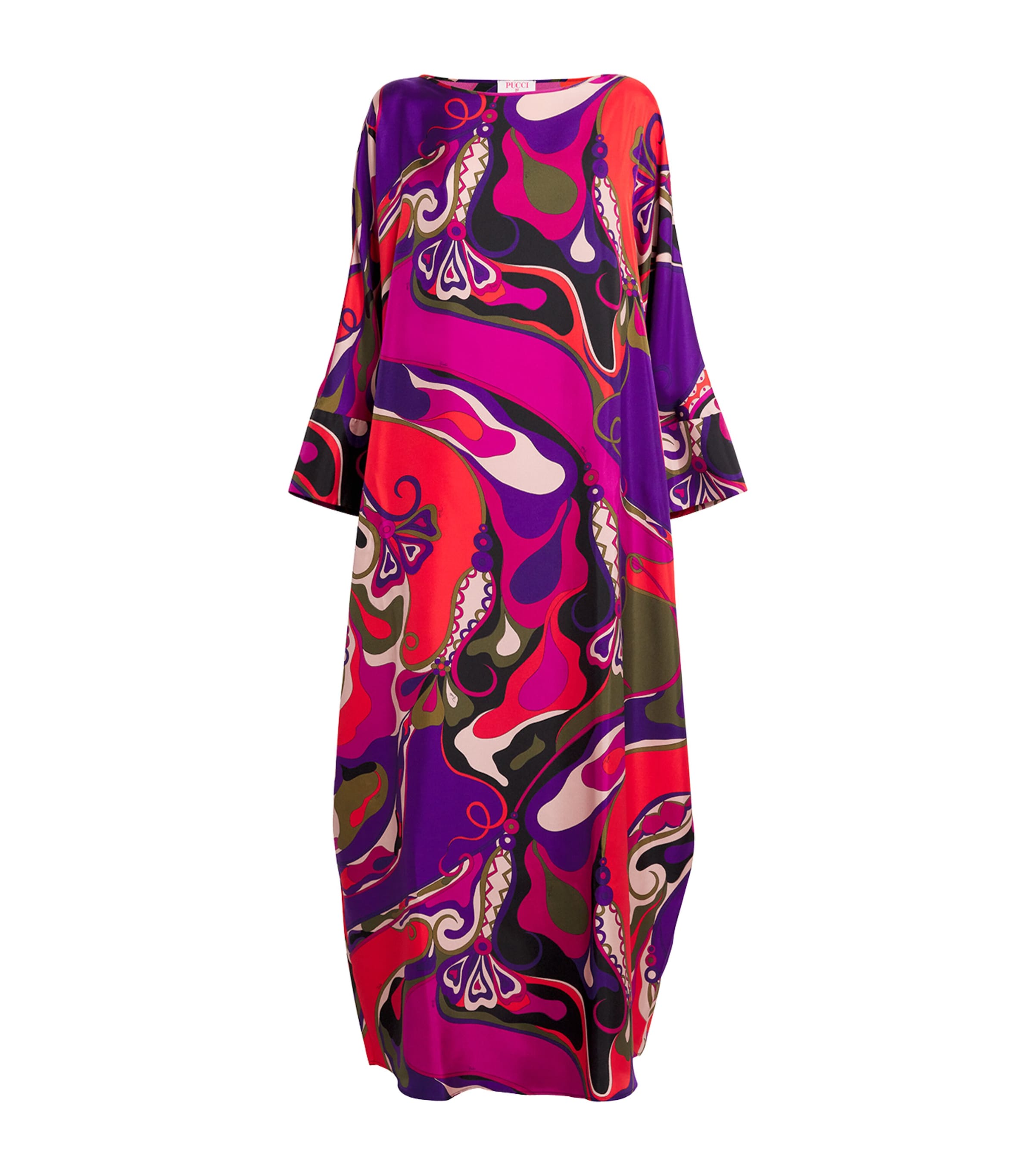 Silk Orchidee Print Maxi Kaftan Dress