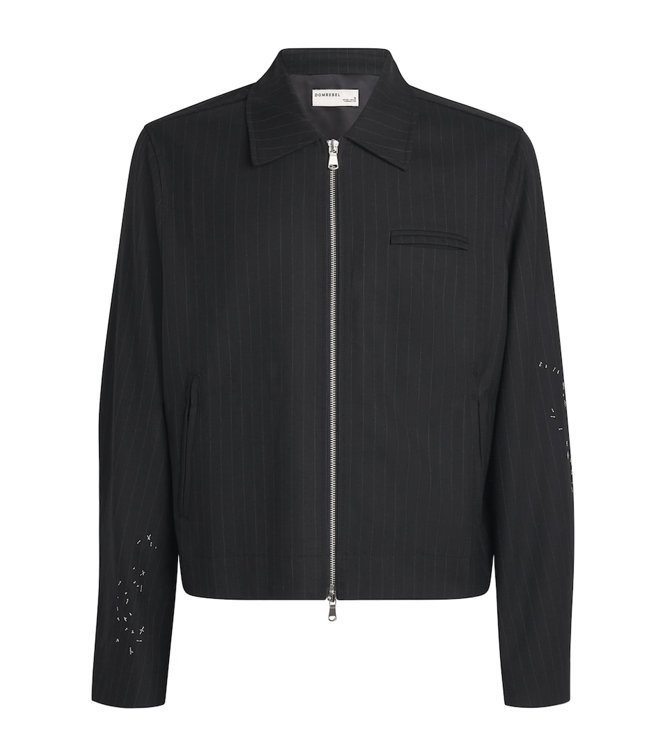 DOMREBEL Mens Pinstripe Backstage Jacket Black