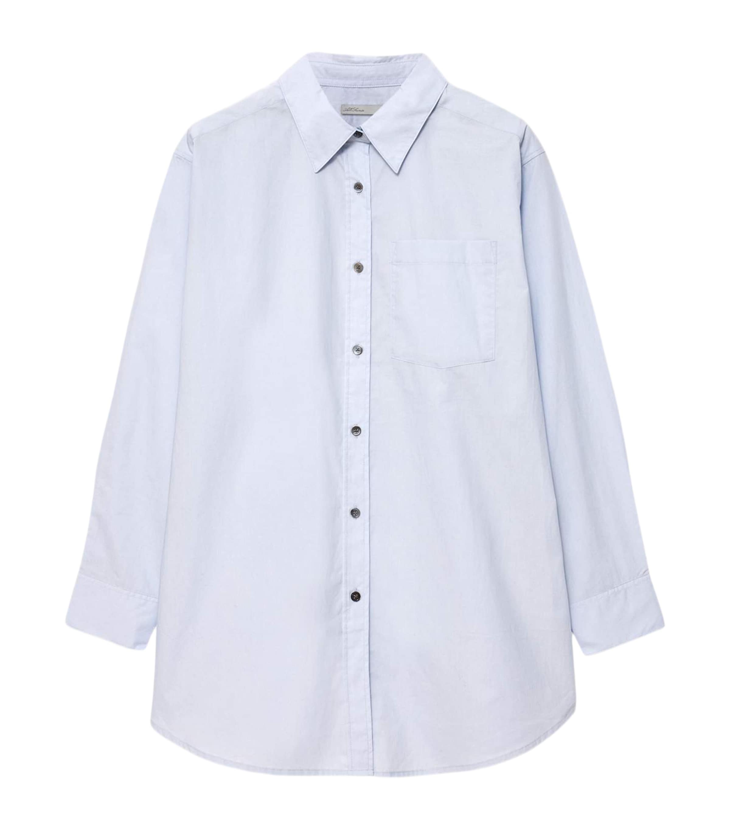 AllSaints Womens Organic Cotton Kaia Oversized Shirt Ice Blue
