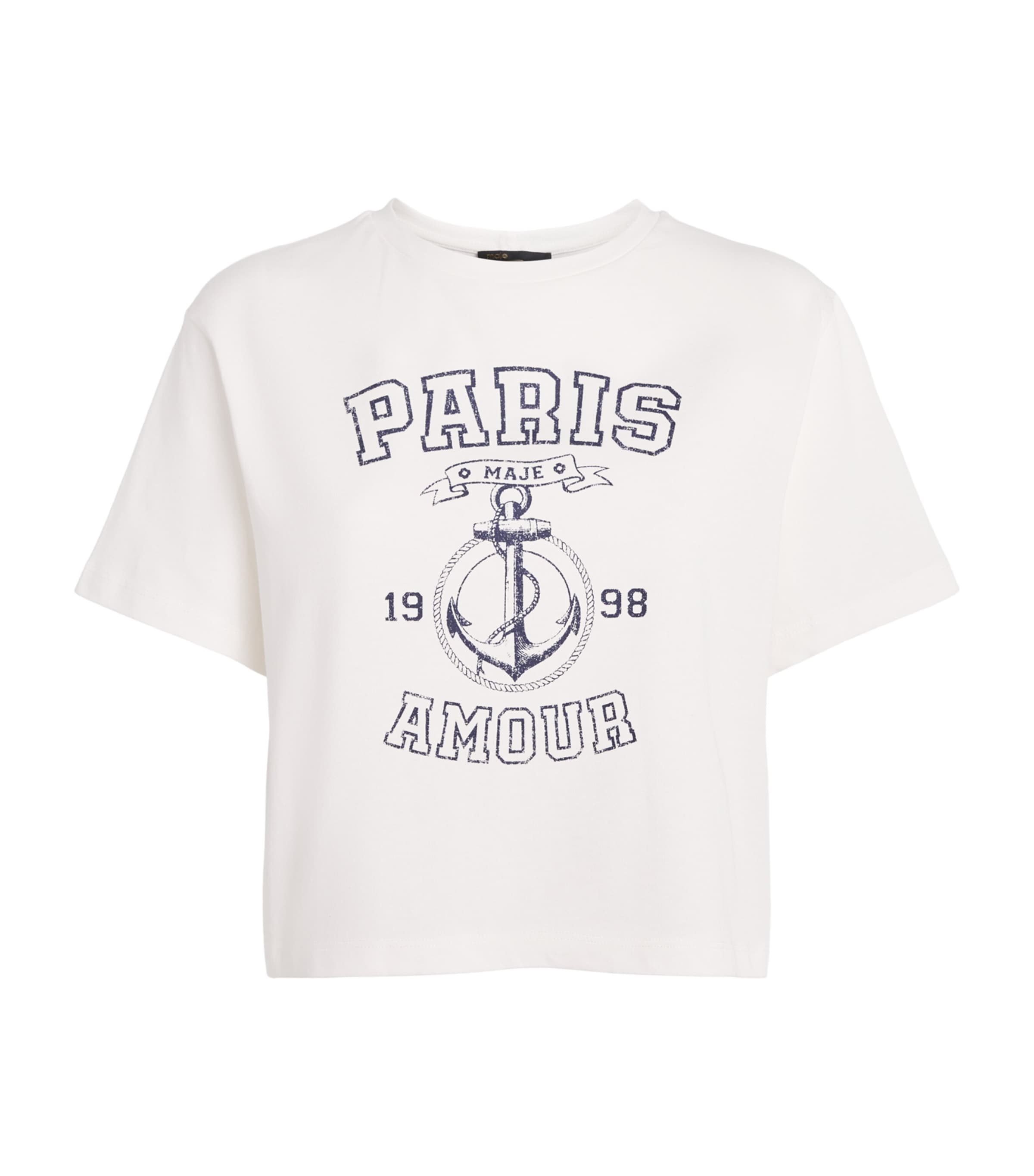 Maje Womens Cotton Paris T-Shirt White