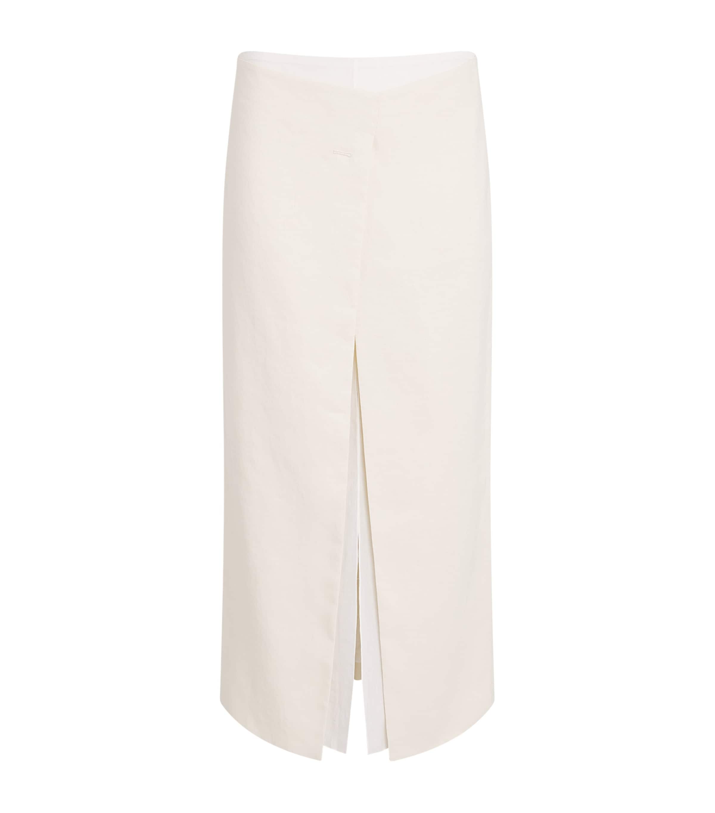 Khaite Womens Double-Layered Midi Skirt Cream