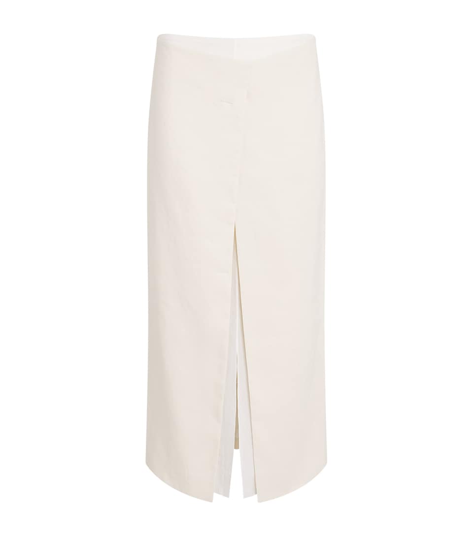 Khaite Womens Double-Layered Midi Skirt Cream