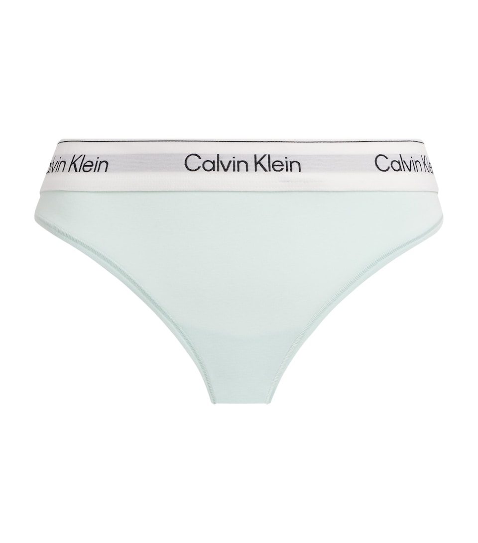 Calvin Klein Womens Cotton-Blend Icon Thong The Mint