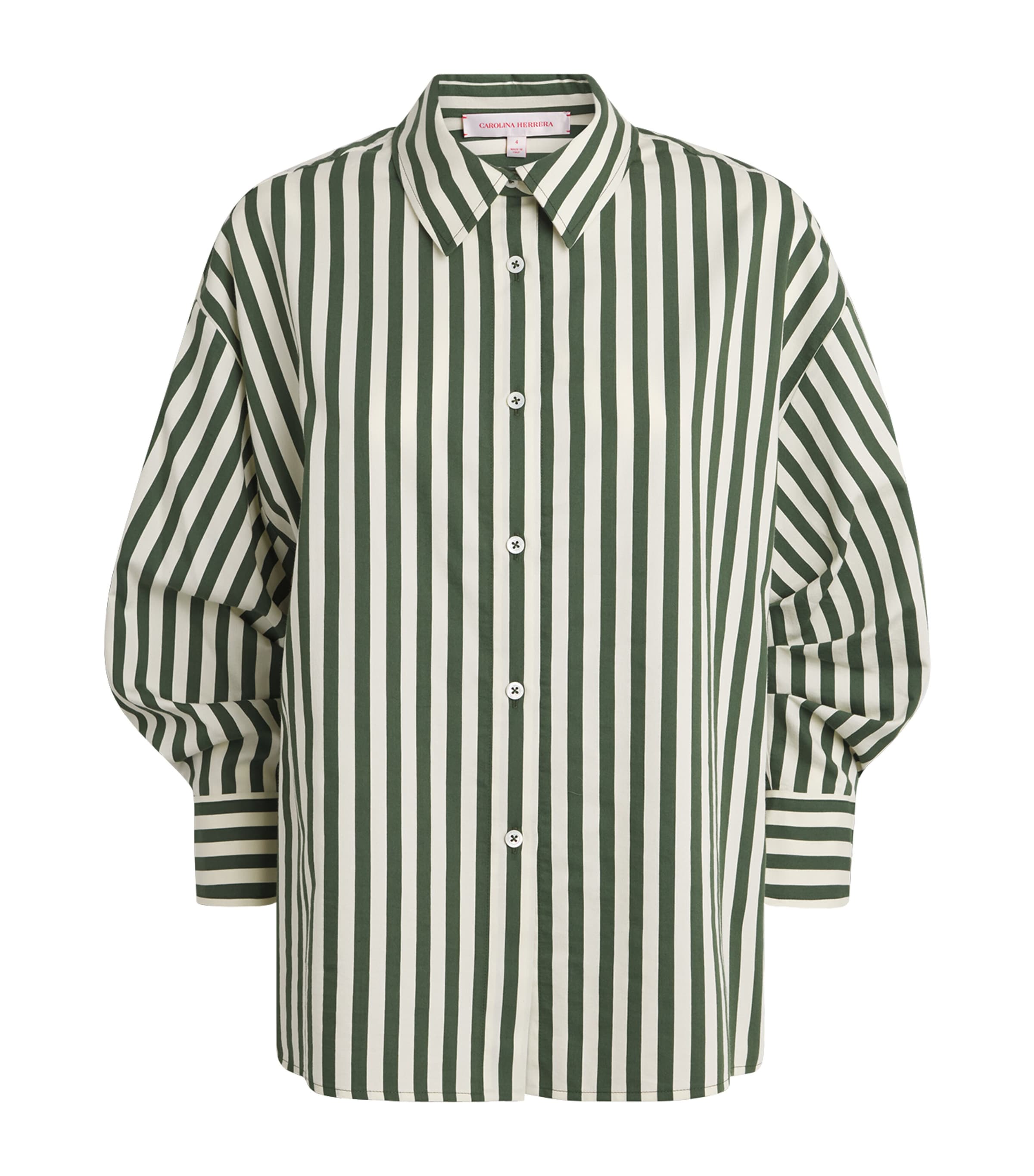 Carolina Herrera Womens Stripe Clara Shirt Ivry Rcng Green