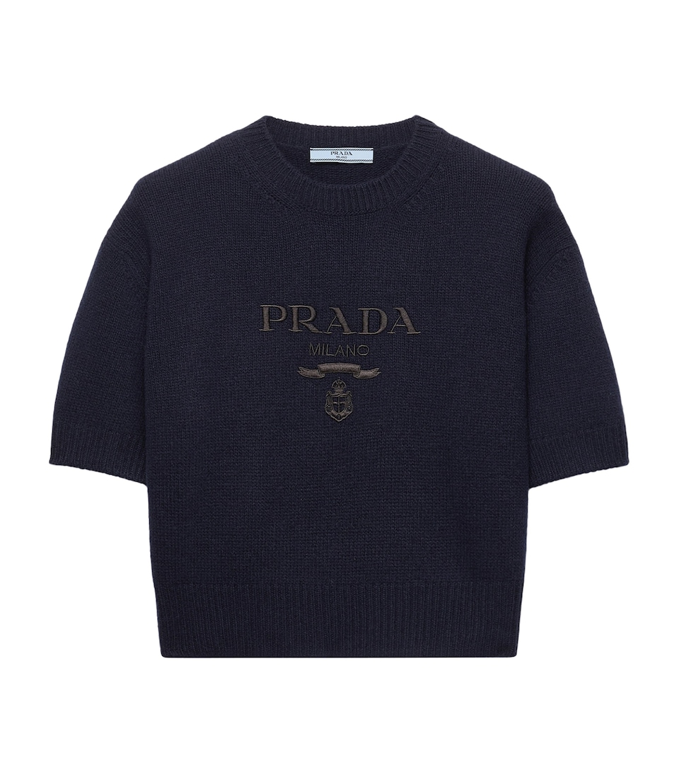 Prada Womens Wool-Cashmere Logo Sweater