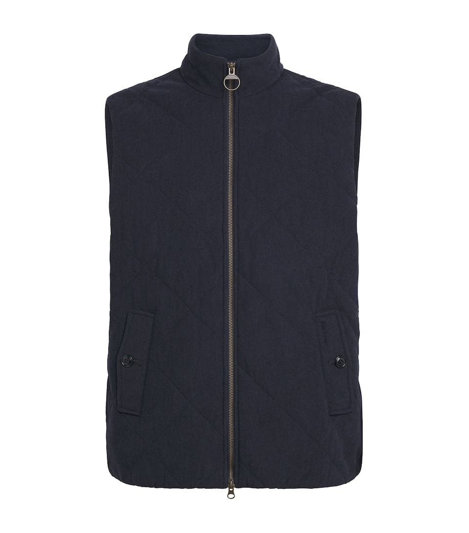 Barbour Mens Quilted Corden Gilet Dark Navy