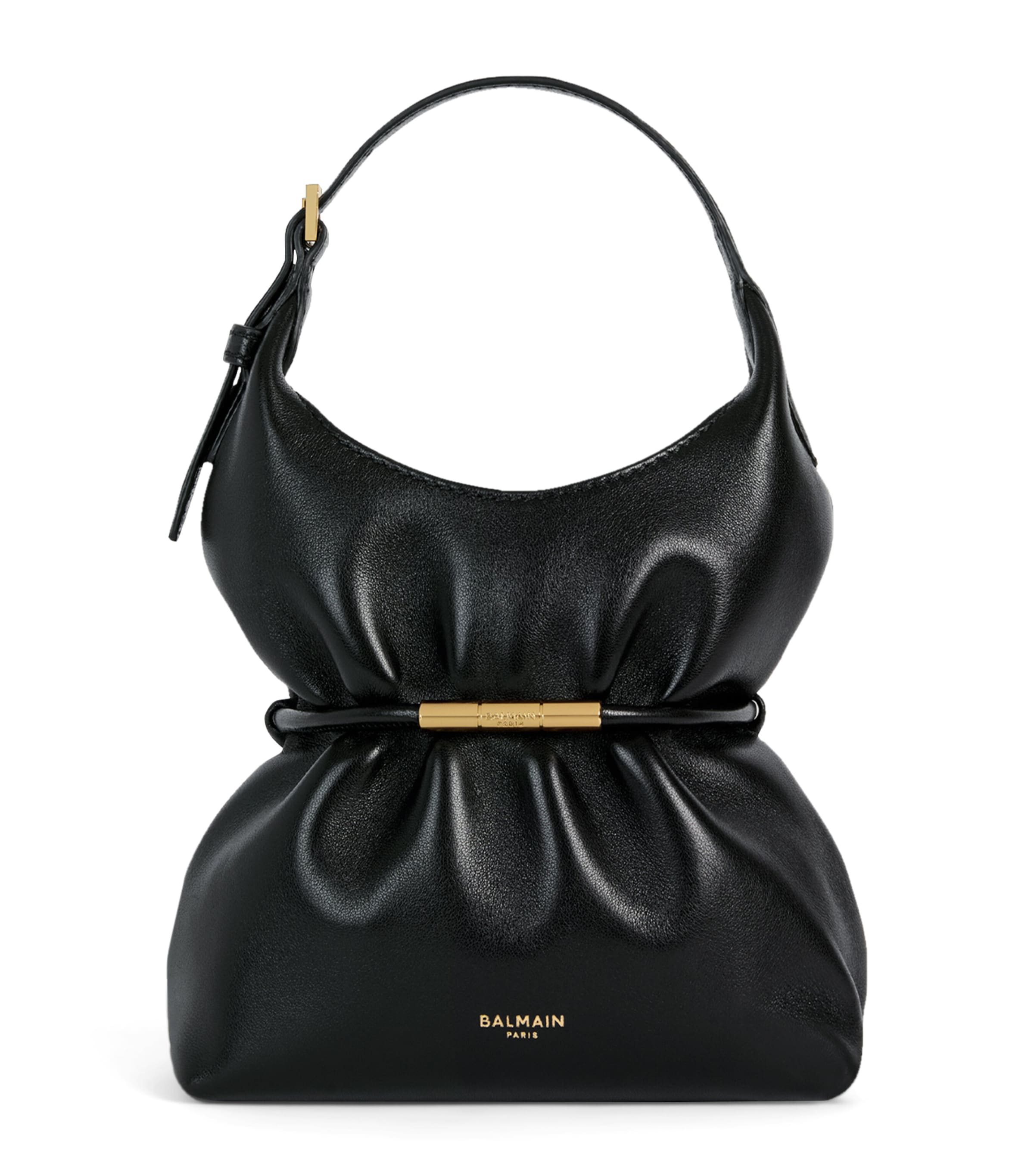 Balmain Mini Leather Sphynx  Shoulder Bag Noir