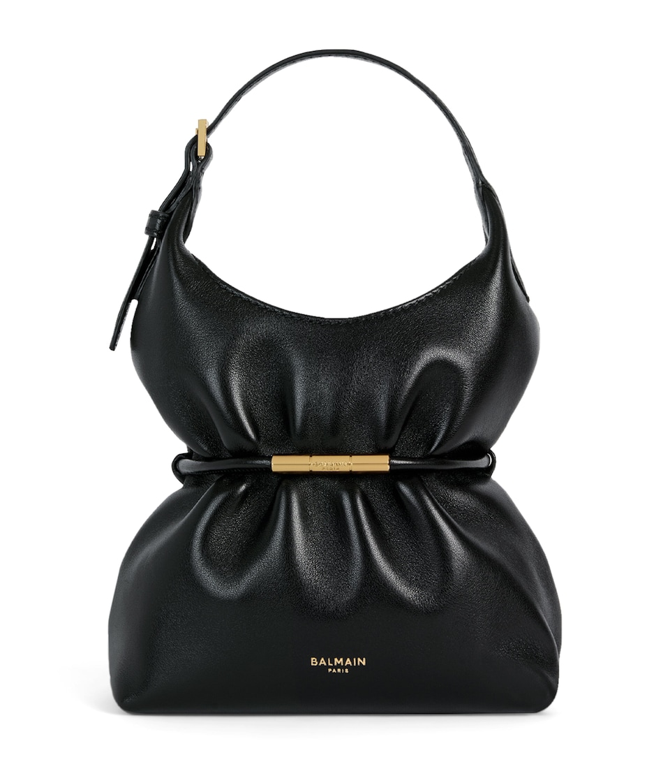 Balmain Mini Leather Sphynx Shoulder Bag Noir