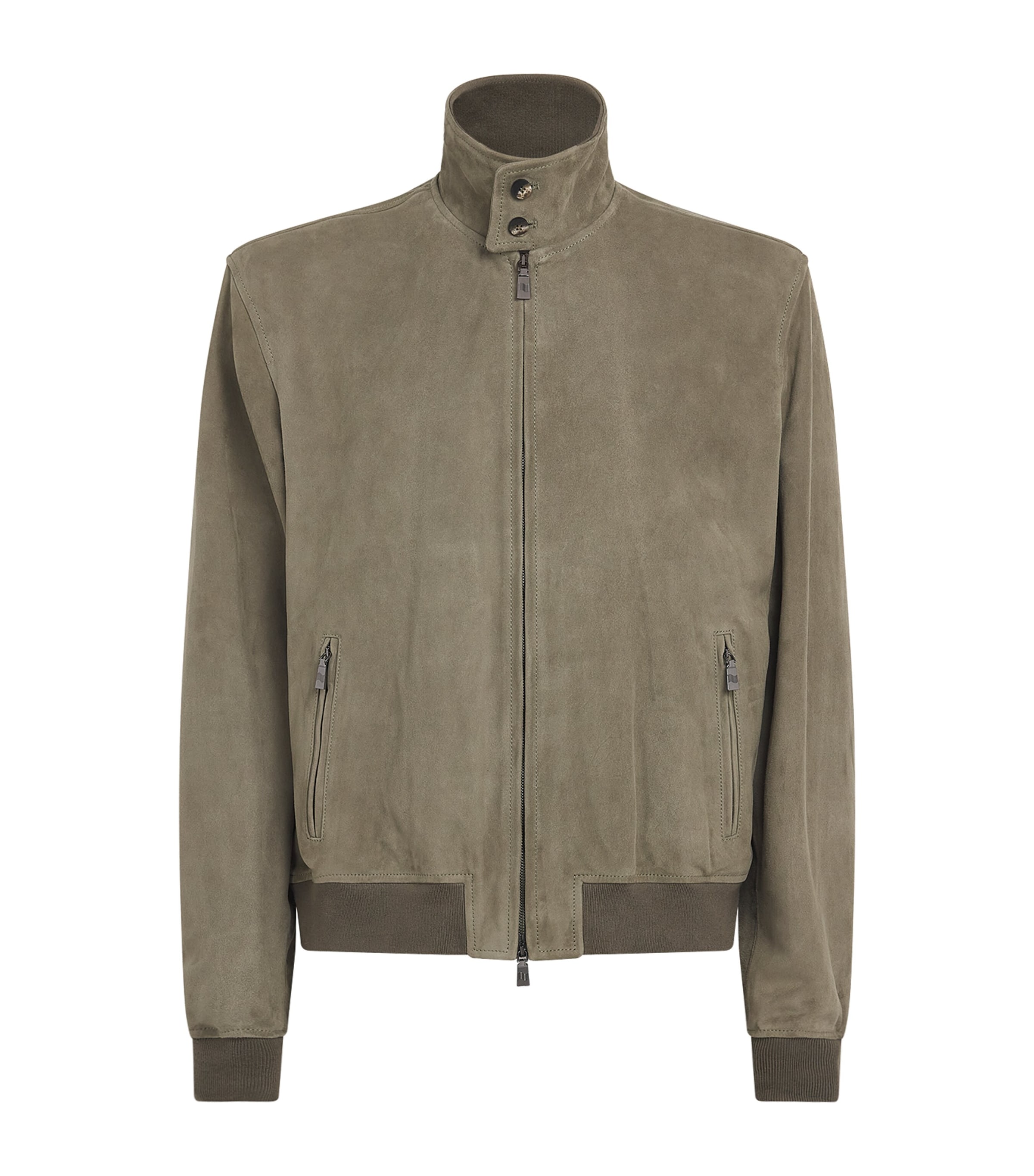 Frescobol Carioca Mens Suede Canela Bomber Jacket Ash Green