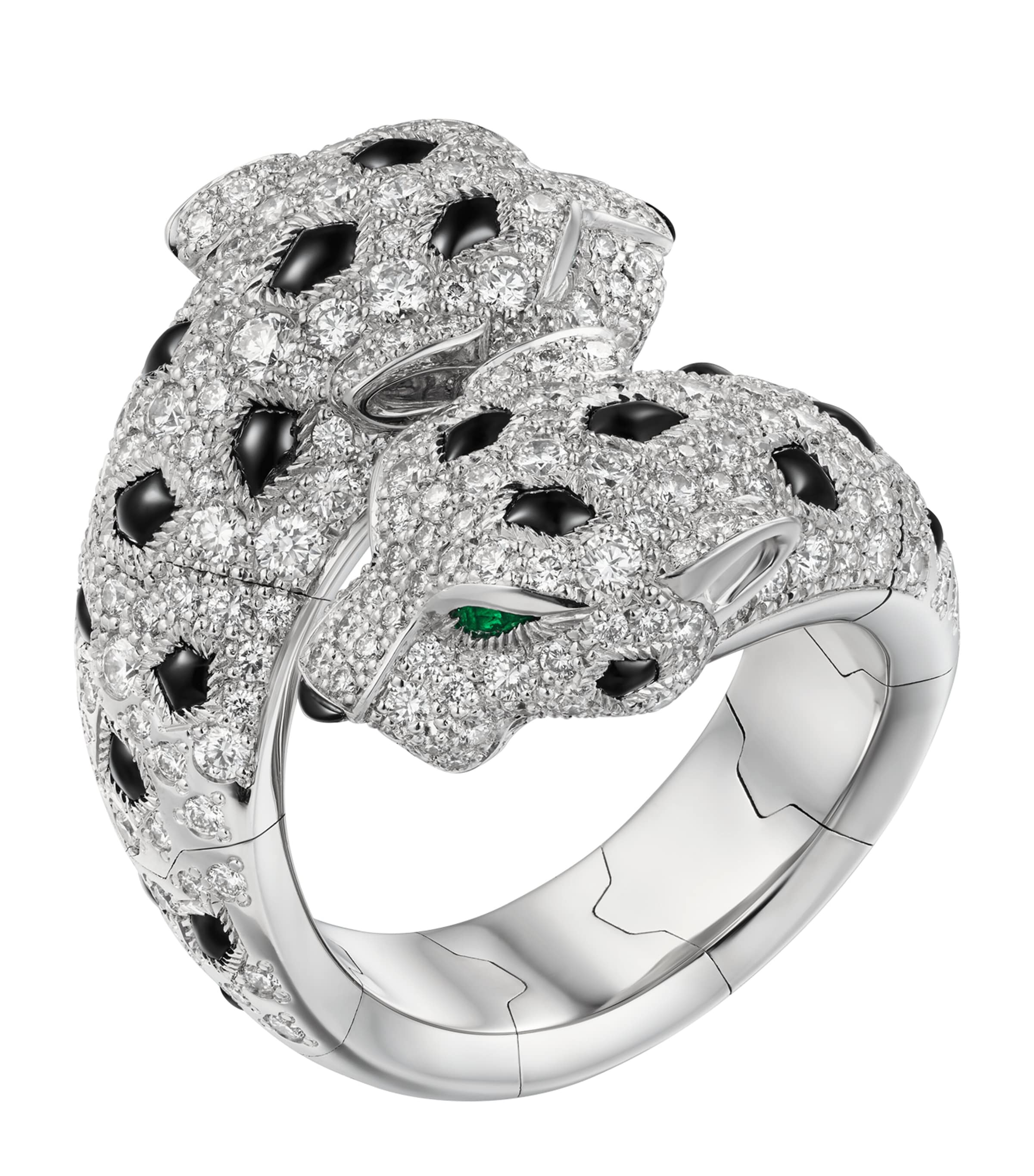 White Gold, Diamond, Emerald and Onyx Panthère de Cartier Ring