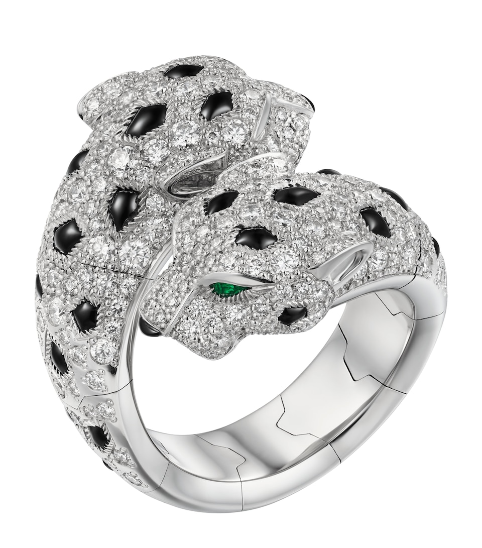 White Gold, Diamond, Emerald and Onyx Panthère de Cartier Ring