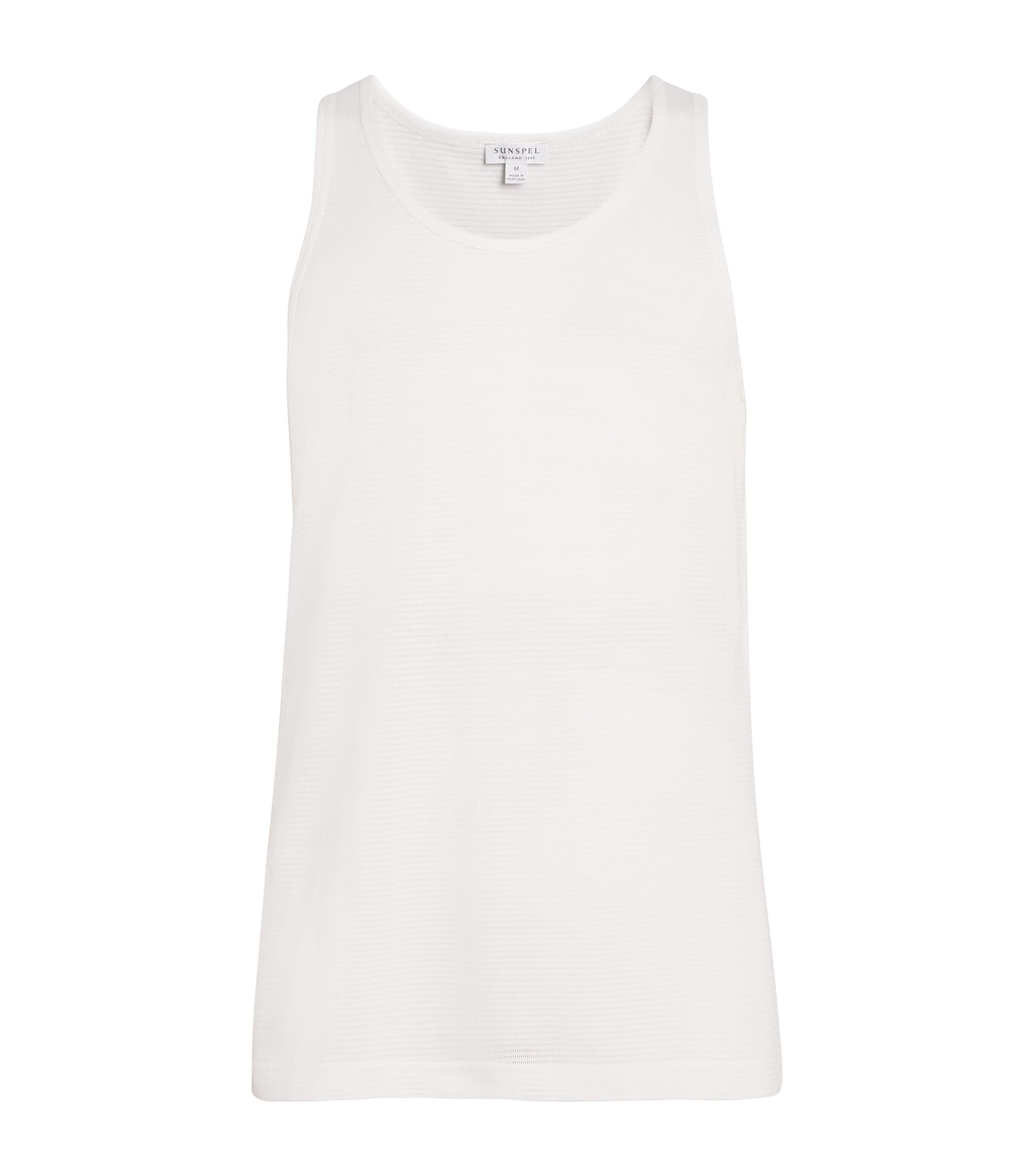 Sunspel Mens Cotton Mesh Cellular Vest Whaa White