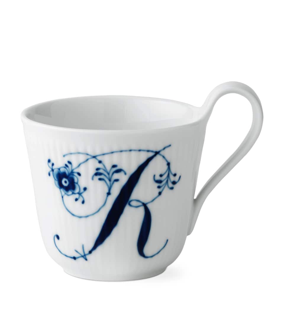 Royal Copenhagen Porcelain Fluted Alphabet Mug Blue