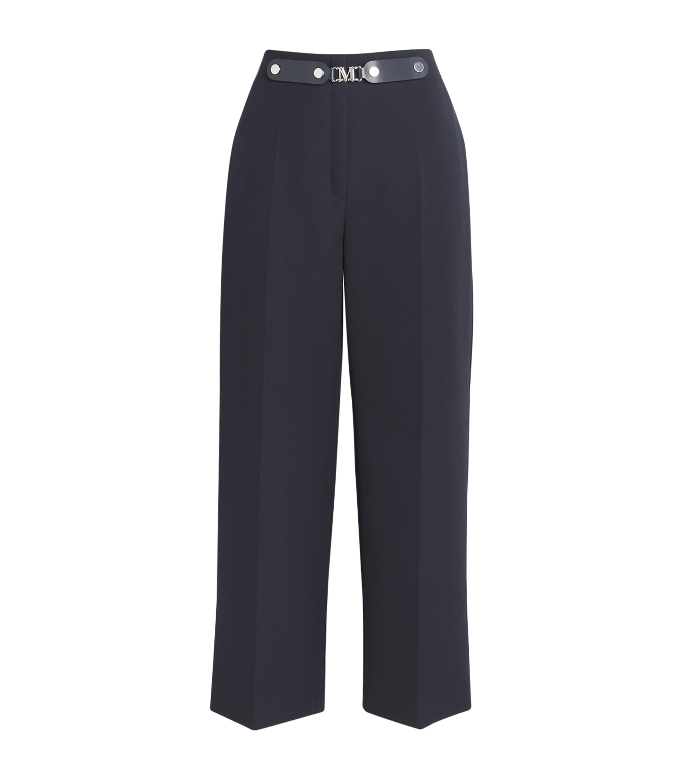 Leather-Trim Cropped Trousers