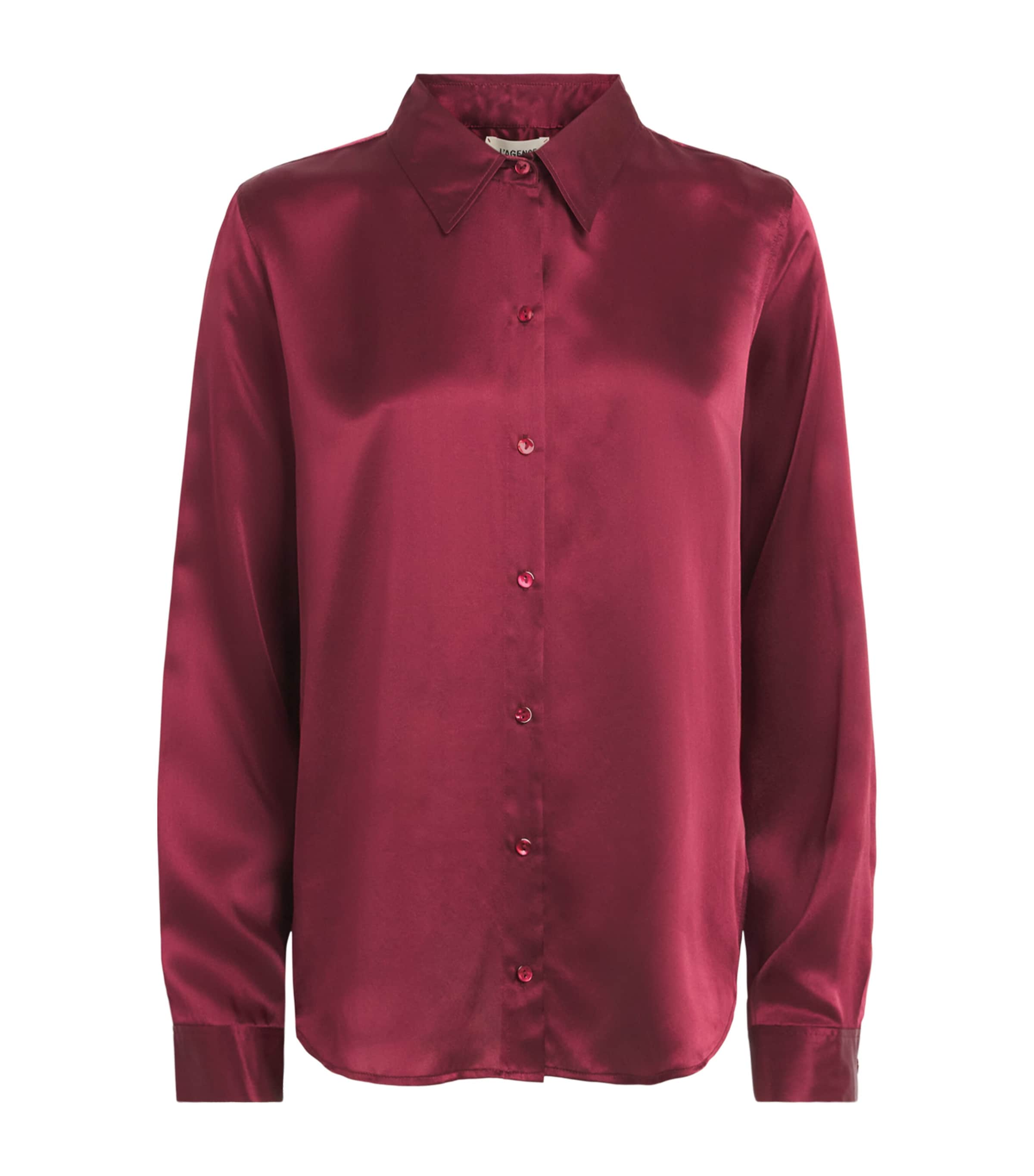 L'Agence Womens Silk Tyler Blouse Merlot Red Mrlr