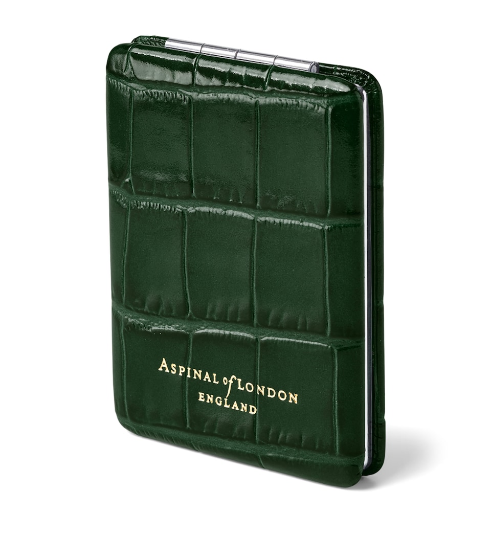Aspinal Of London Croc-Embossed Leather Handbag Mirror Evergreen