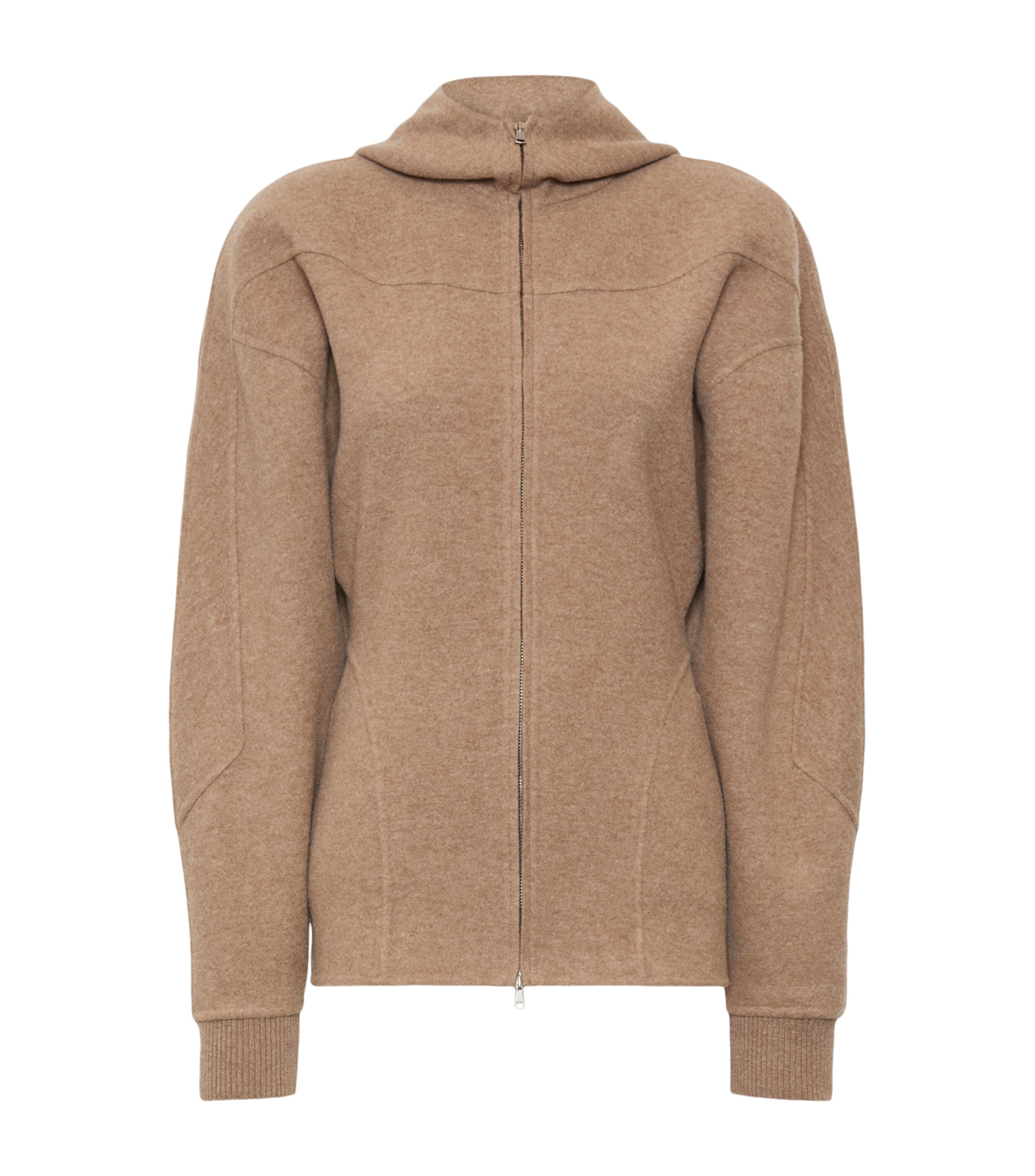 Max Mara Womens Virgin Wool-Blend Zip-Up Hoodie Beige