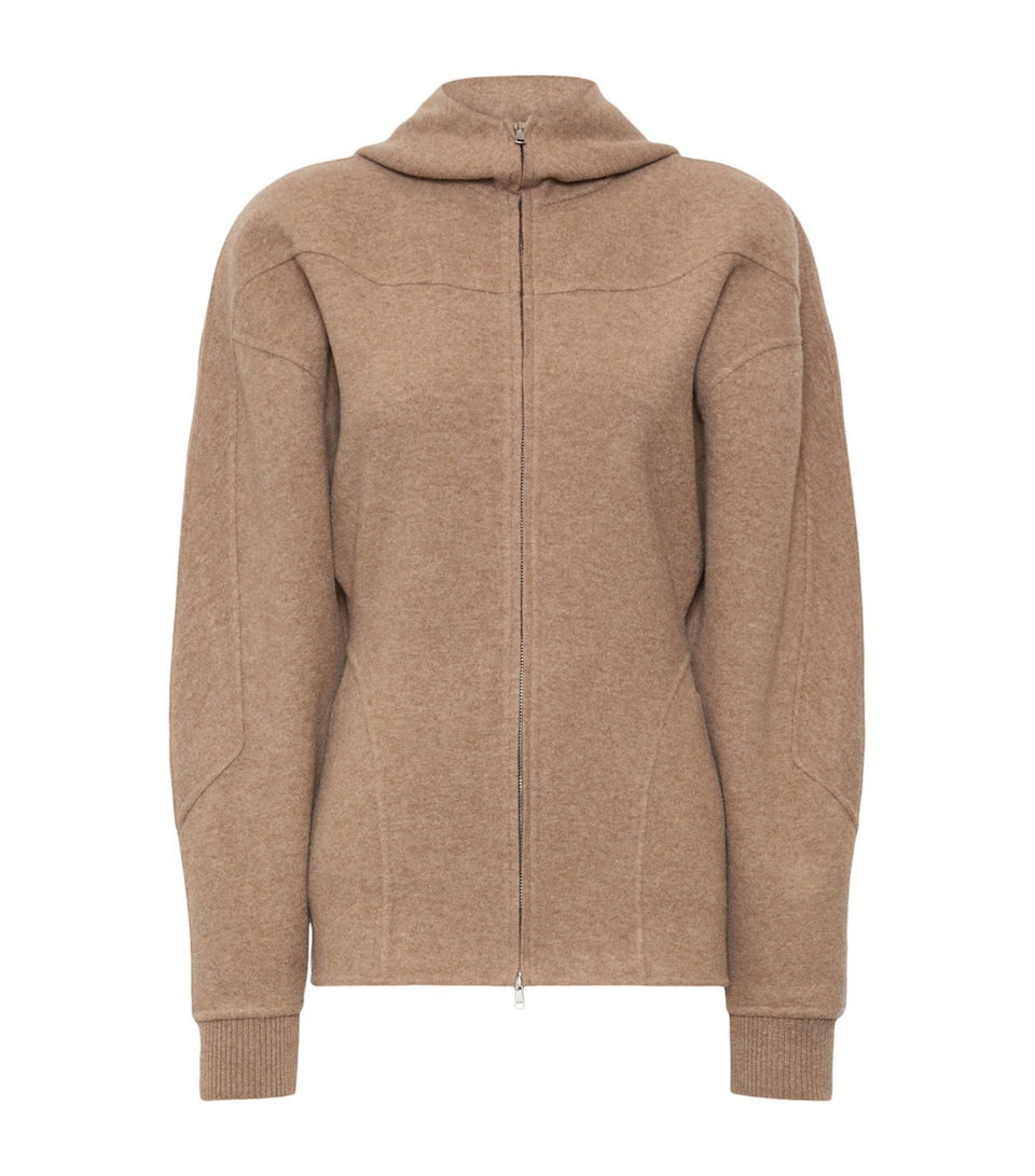 Max Mara Womens Virgin Wool-Blend Zip-Up Hoodie Beige