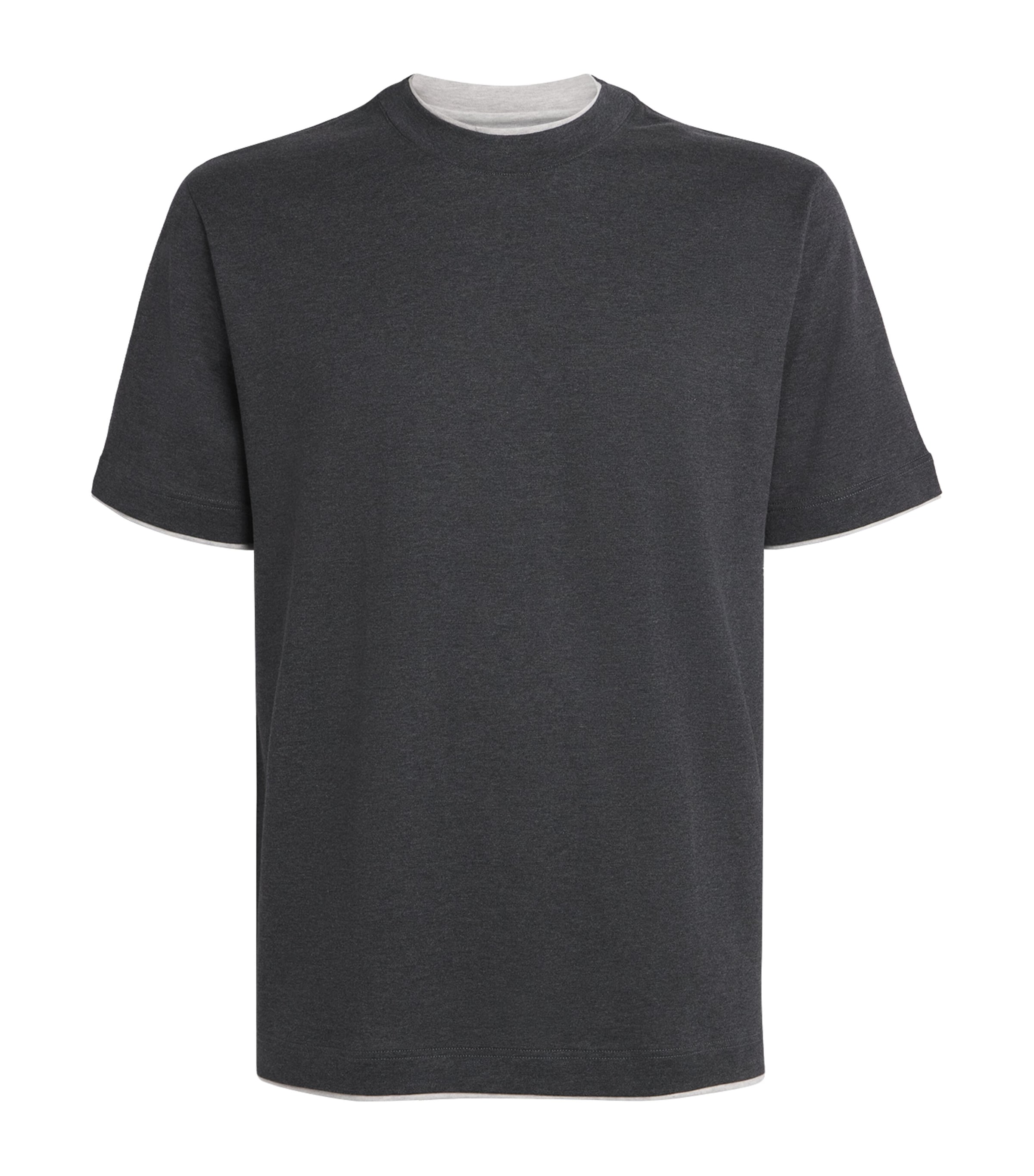 Eleventy Mens Cotton T-Shirt Grigio Fumo E Grigio