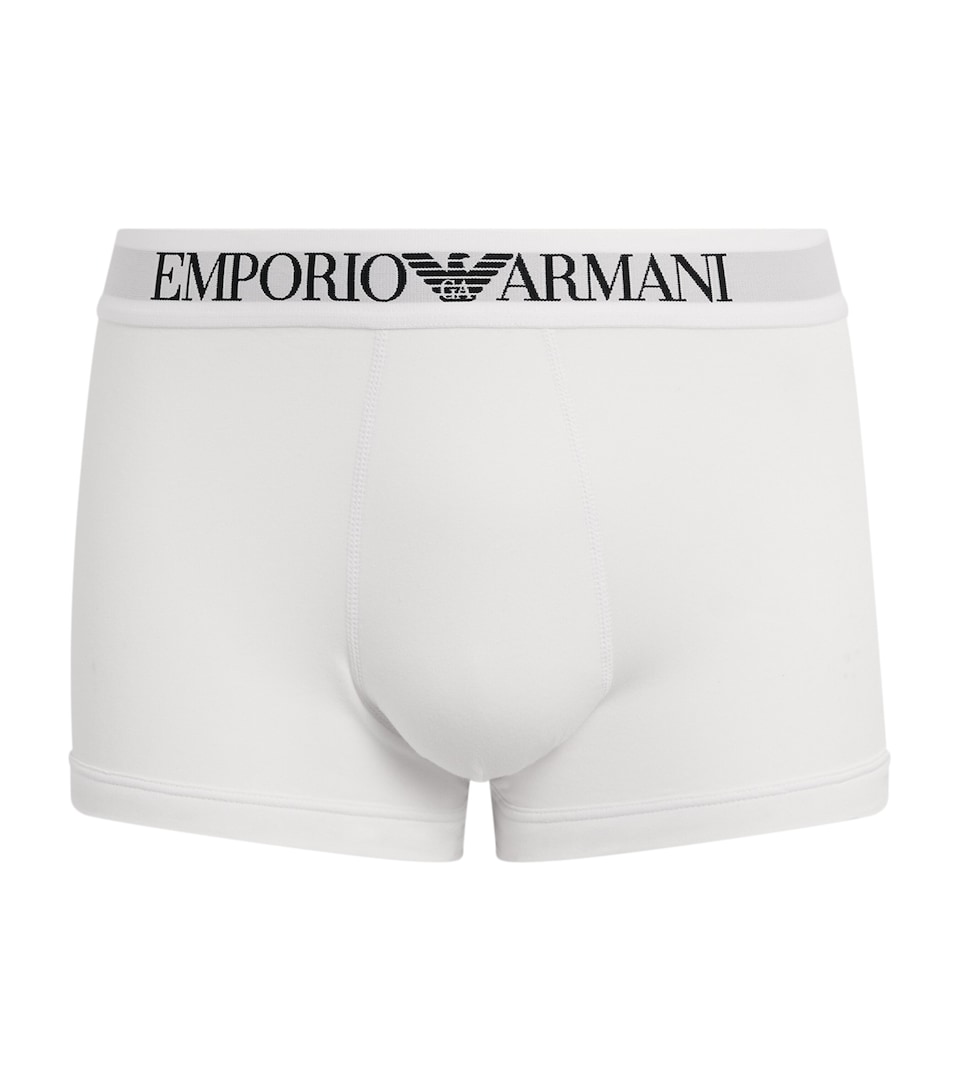 Emporio Armani Mens Stretch-Cotton Logo Trunks White