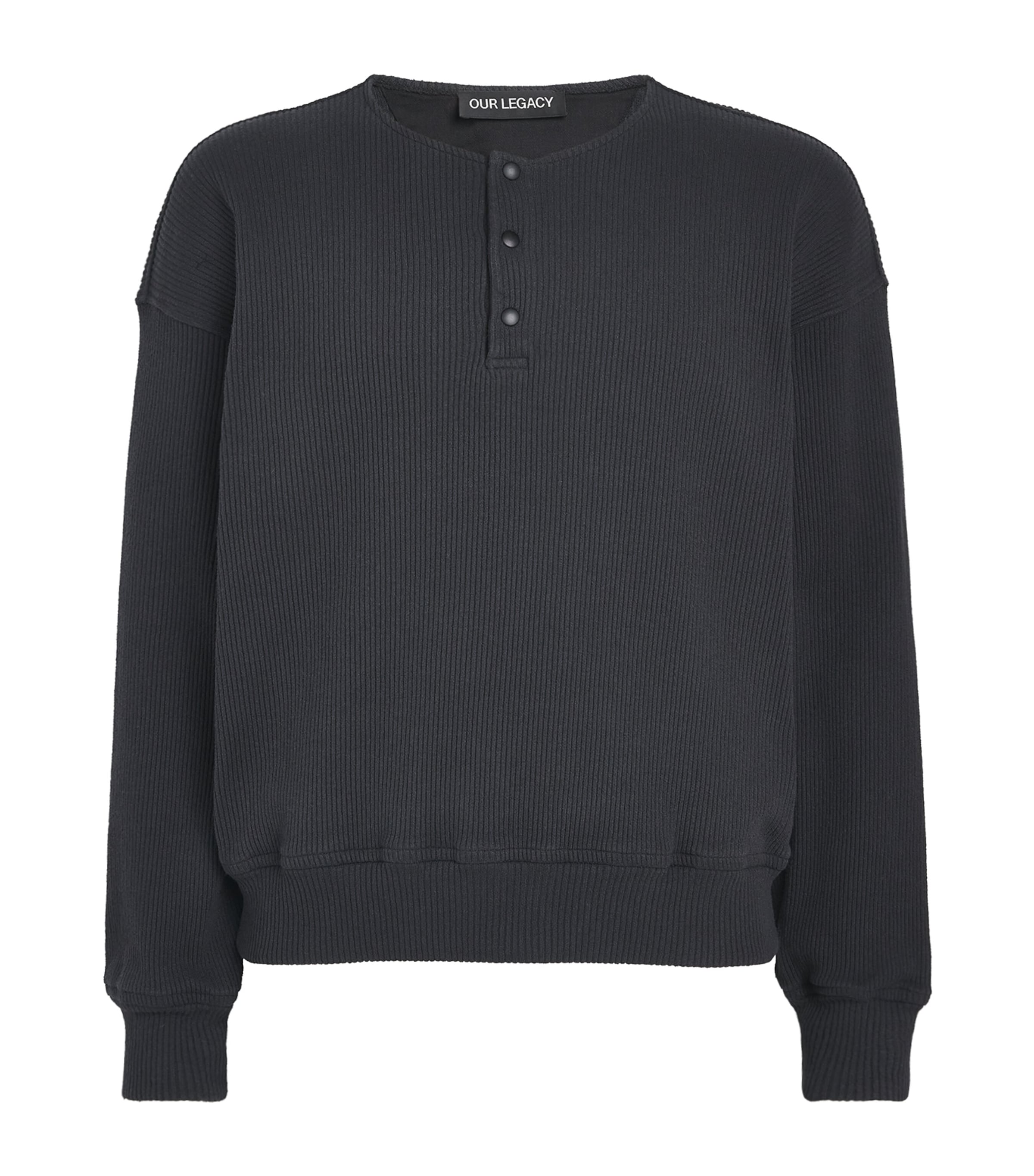 Our Legacy Mens Stretch-Cotton Sweatshirt Furnace Blk Befy Rib