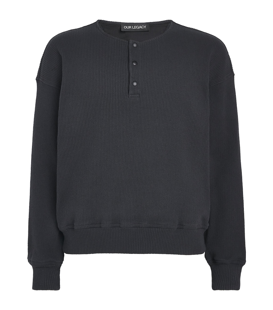 Our Legacy Mens Stretch-Cotton Sweatshirt Furnace Blk Befy Rib